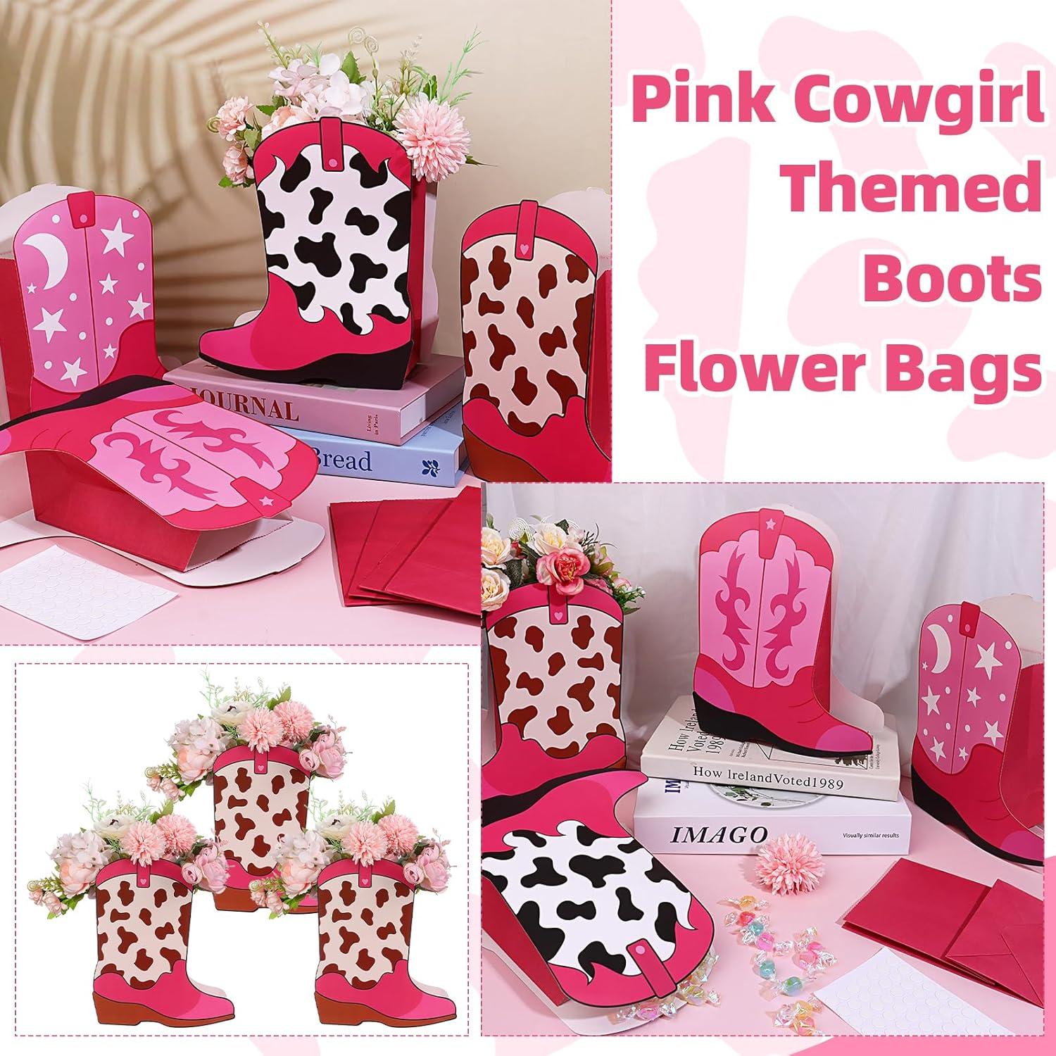 16 Cajas de Regalo en Forma de Botas de Vaquero Rosa Eshylala