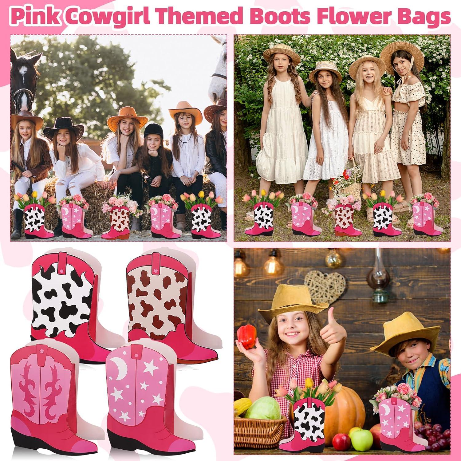 16 Cajas de Regalo en Forma de Botas de Vaquero Rosa Eshylala