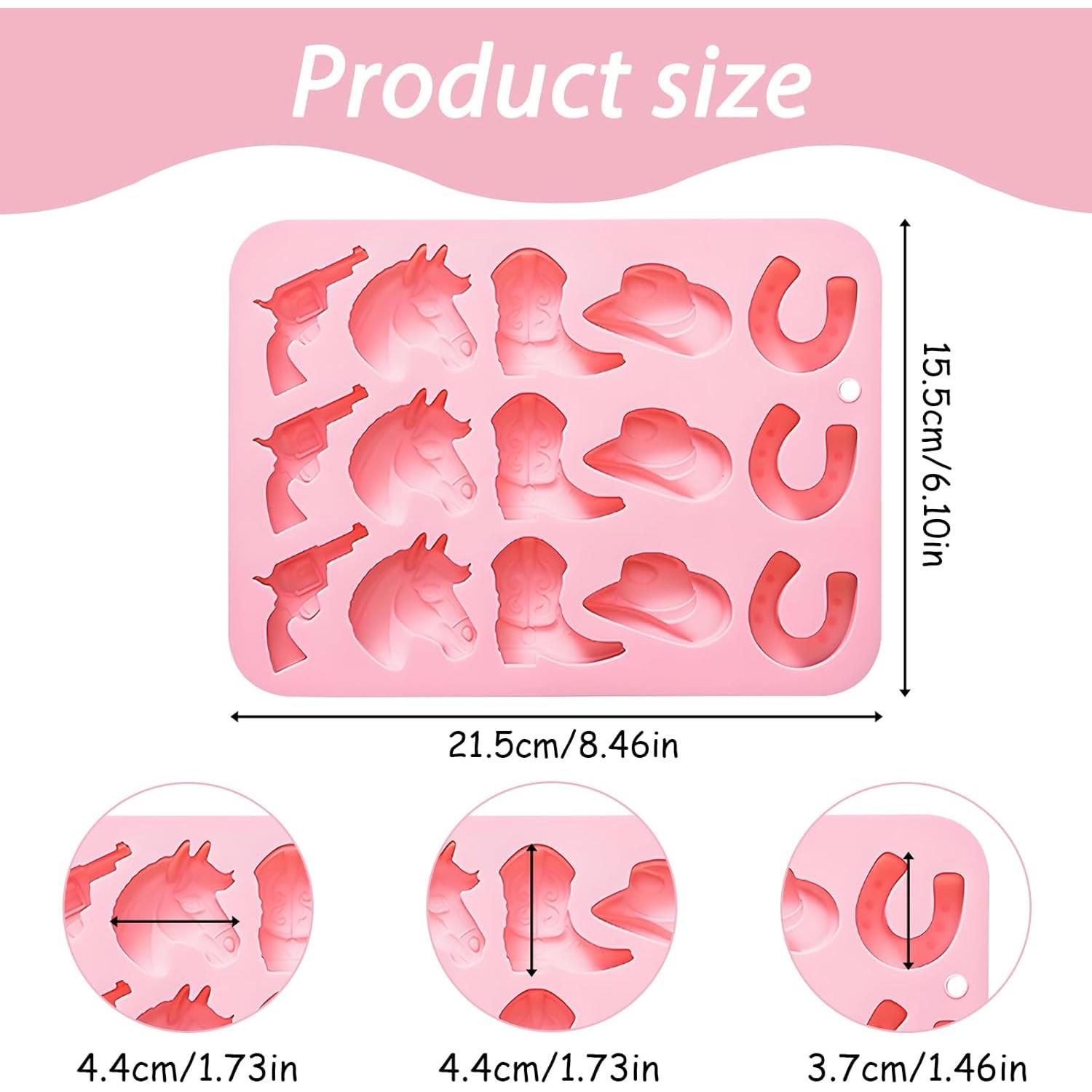 Molde de Hielo Cowboy Fchil QY207, Set de 2 Silicona Rosa