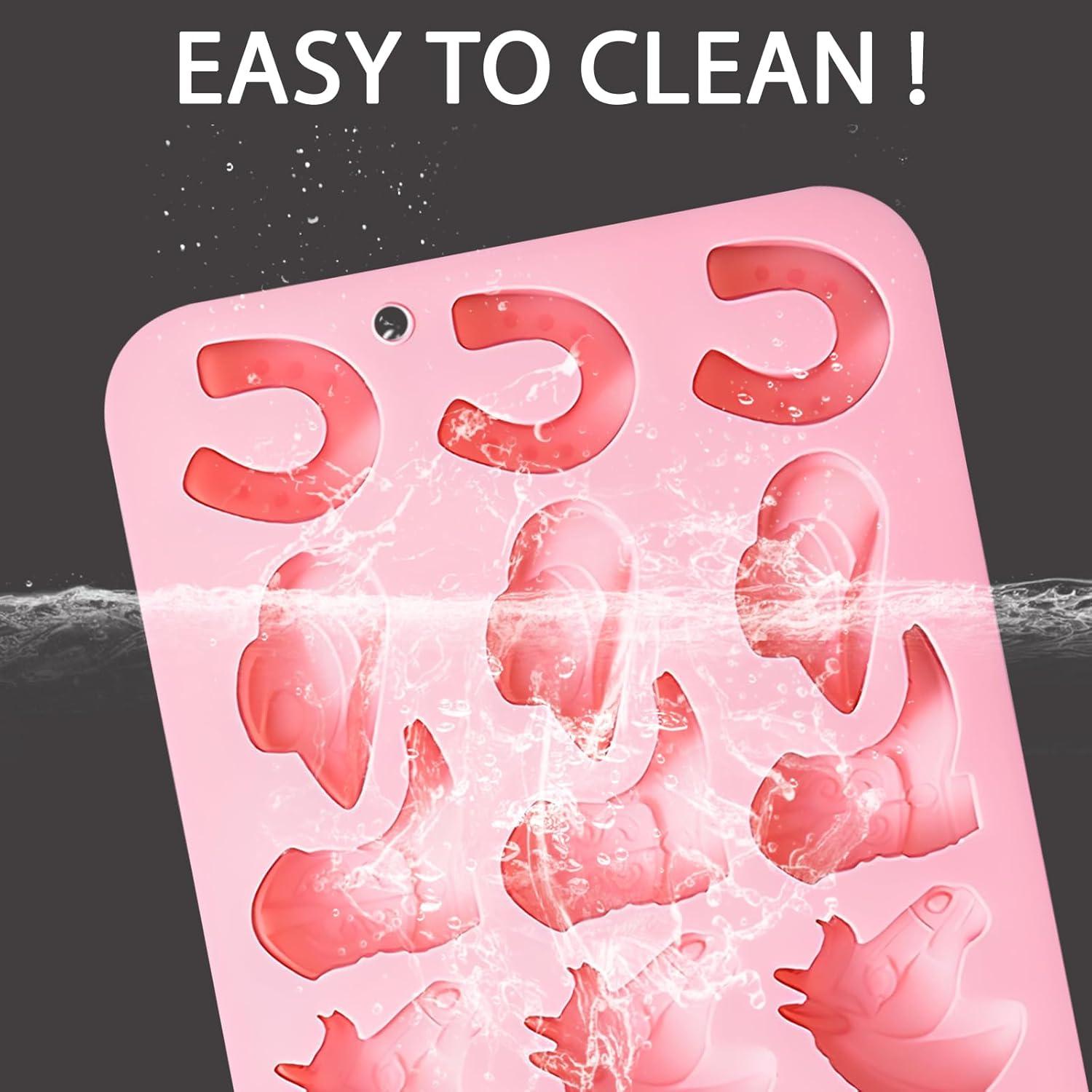 Molde de Hielo Cowboy Fchil QY207, Set de 2 Silicona Rosa