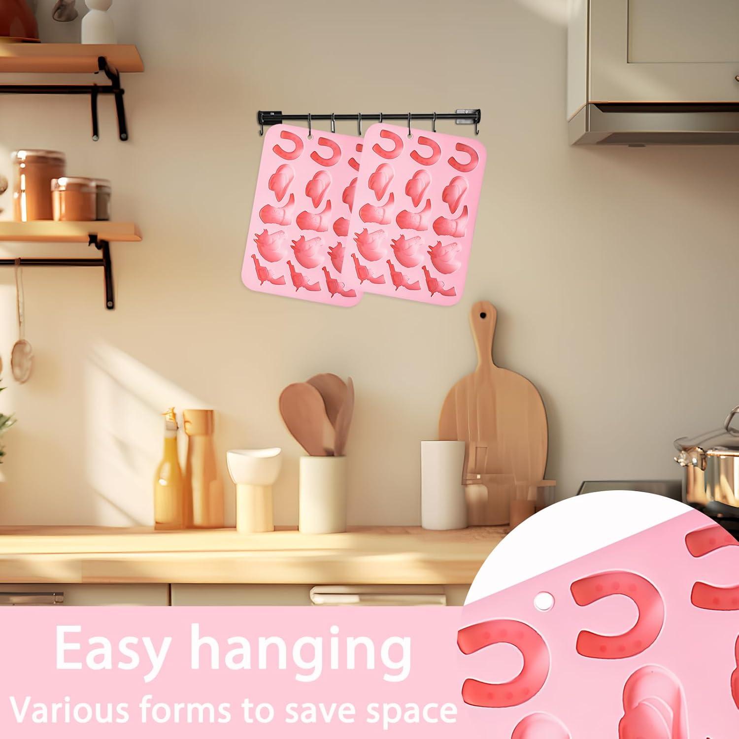 Molde de Hielo Cowboy Fchil QY207, Set de 2 Silicona Rosa