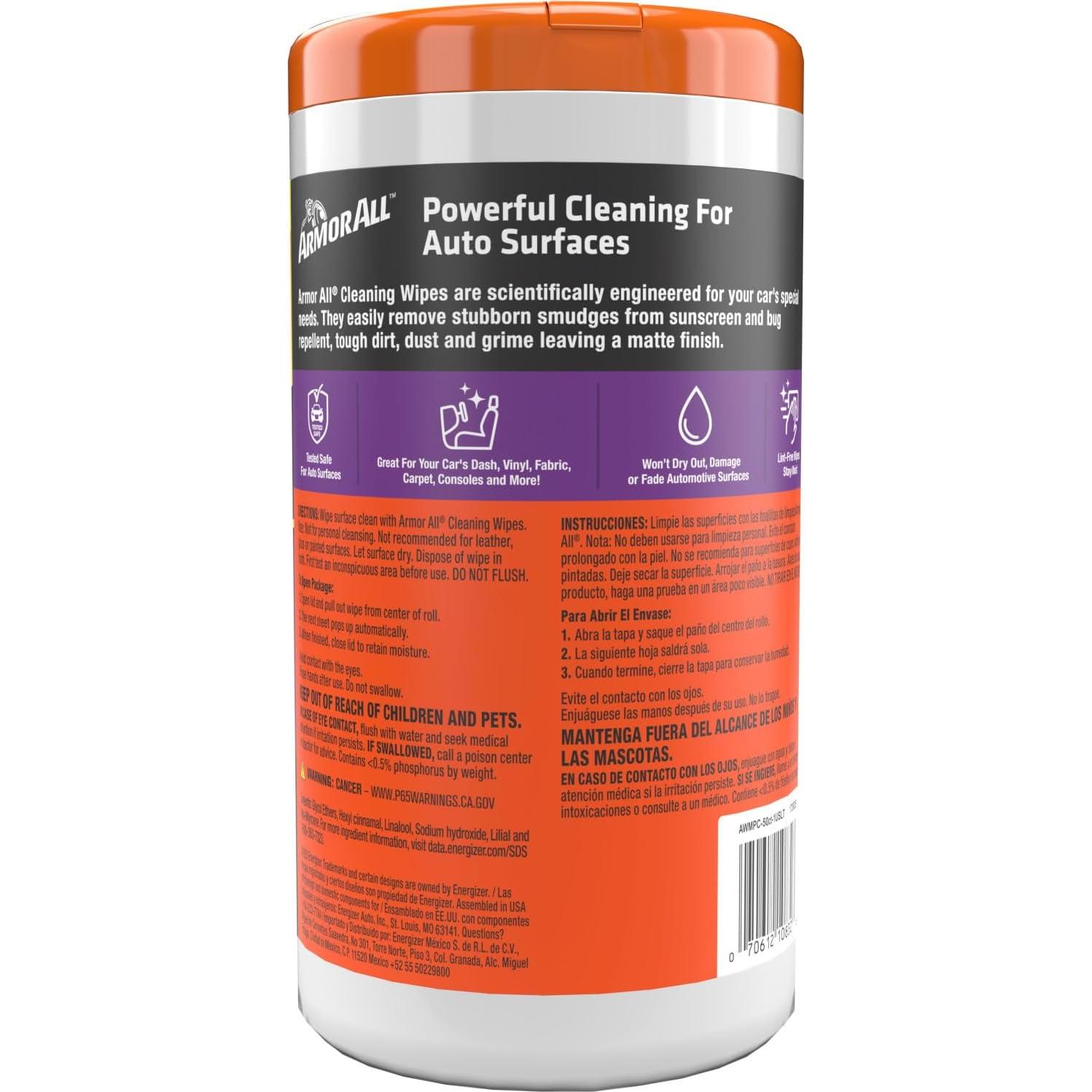 Toallitas de Limpieza Armor All para Automóviles - 50 Unidades