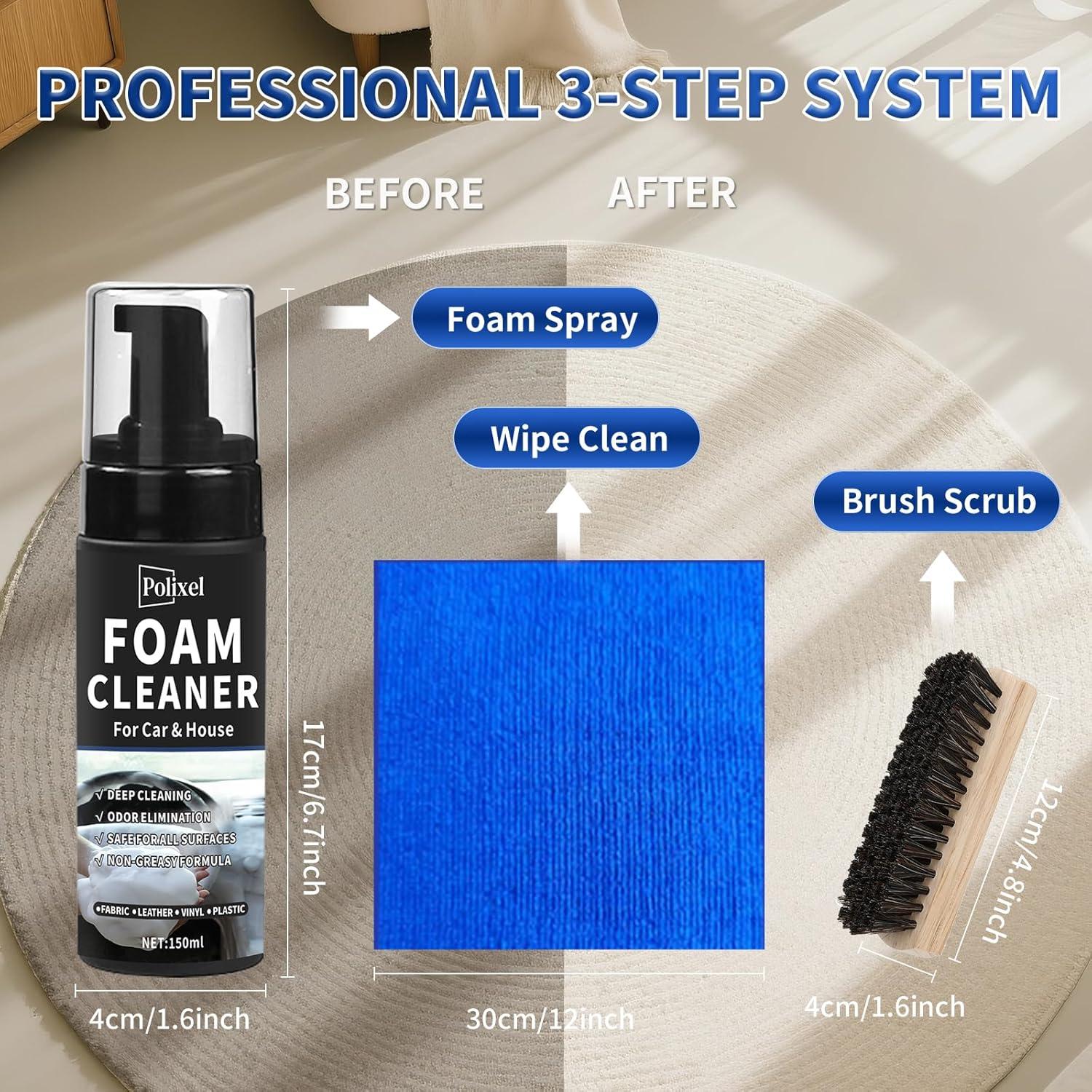 Limpiador de Espuma Automotriz POLIXEL 150ml - Sin Agua, Multiusos