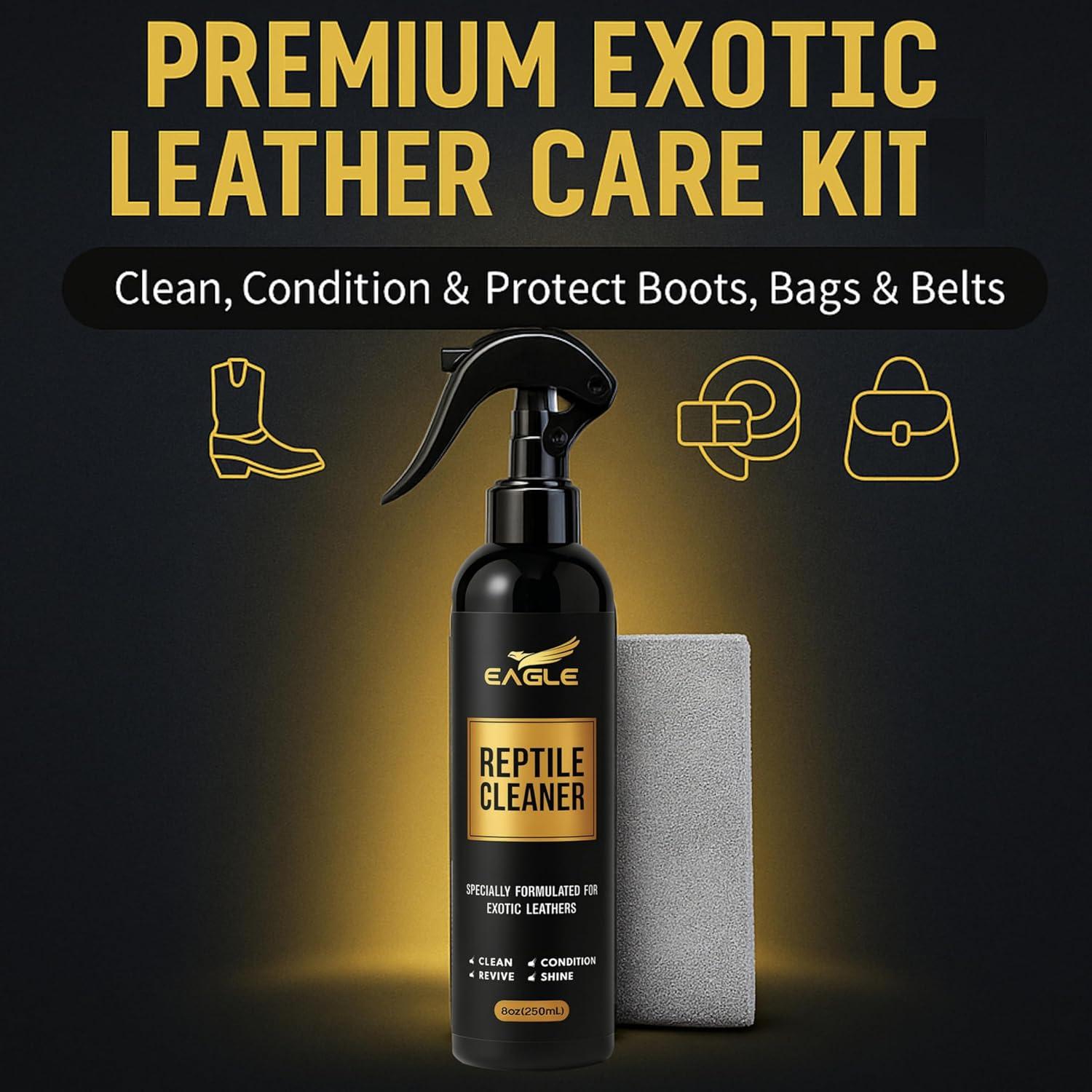 Limpiador y Acondicionador de Cuero Exótico Eagle 226ml - Spray para Botas, Zapatos y Accesorios