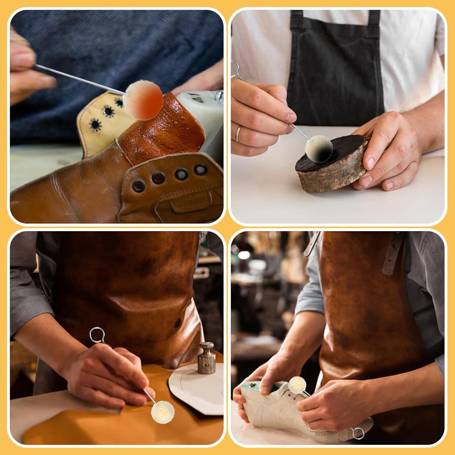 10 Cepillos de Bola de Lana para Tinte de Cuero Psyqtsuary