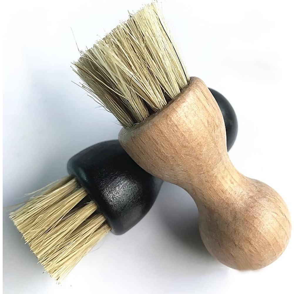 GSHLLO 2 Pcs Shoe Shine Brushes Boot Buffing Brushes Suede Cleaning Care Brushes Shoe Polish Applicator Tool with Wooden Handle