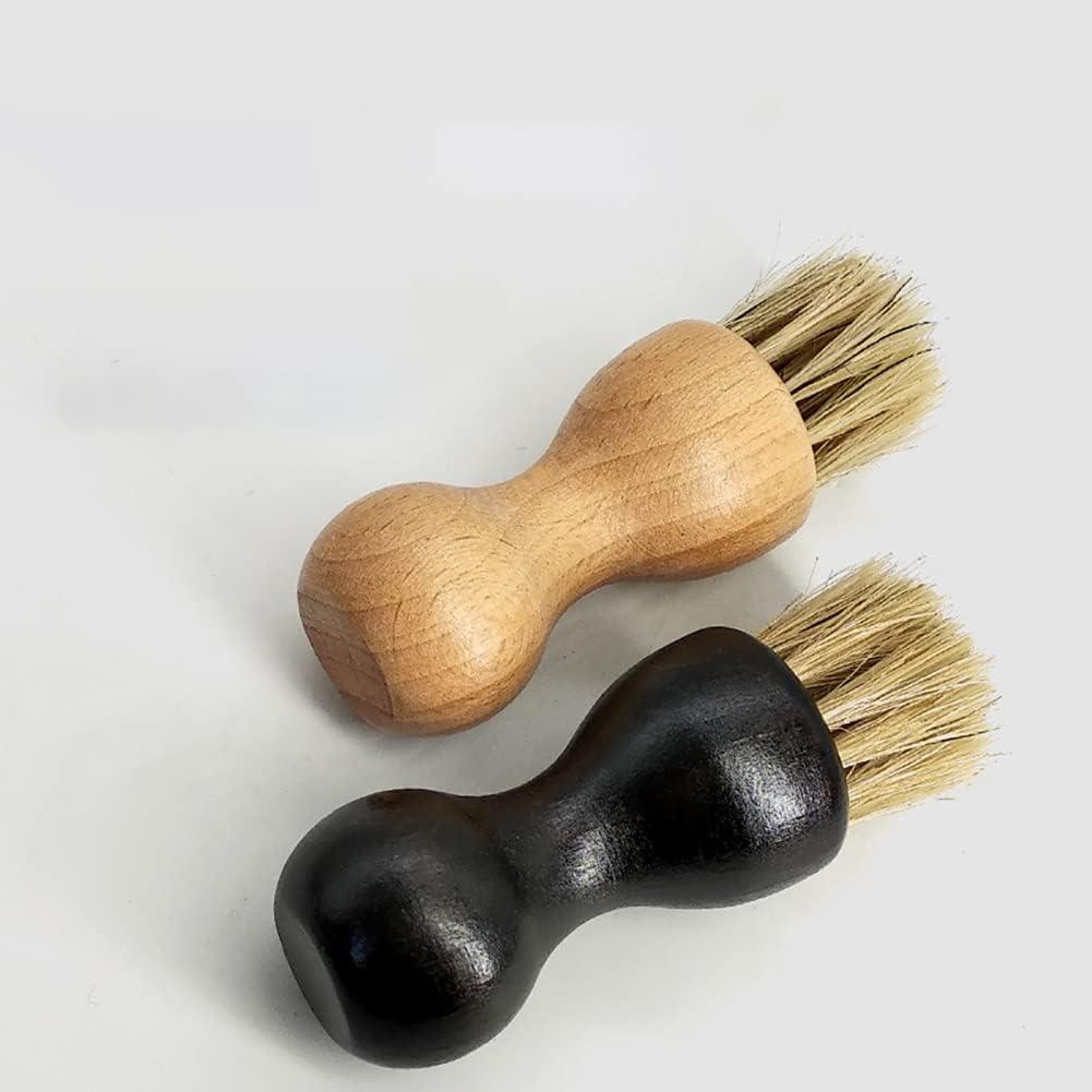 GSHLLO 2 Pcs Shoe Shine Brushes Boot Buffing Brushes Suede Cleaning Care Brushes Shoe Polish Applicator Tool with Wooden Handle