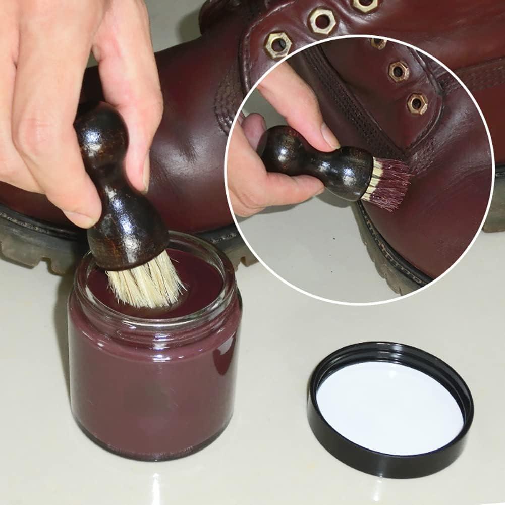 GSHLLO 2 Pcs Shoe Shine Brushes Boot Buffing Brushes Suede Cleaning Care Brushes Shoe Polish Applicator Tool with Wooden Handle