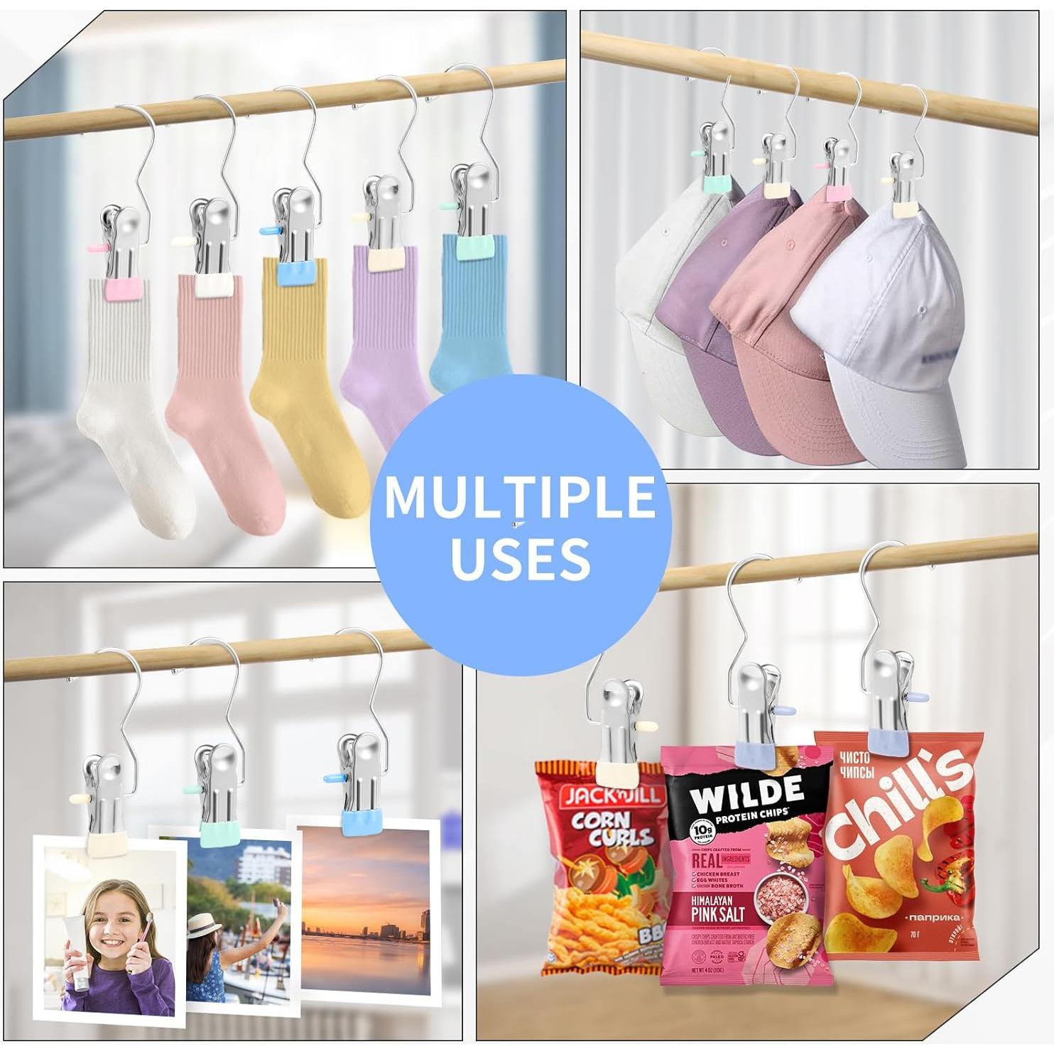 Pinzas de Ropa Senbowe 30 Piezas Acero Inoxidable Negro