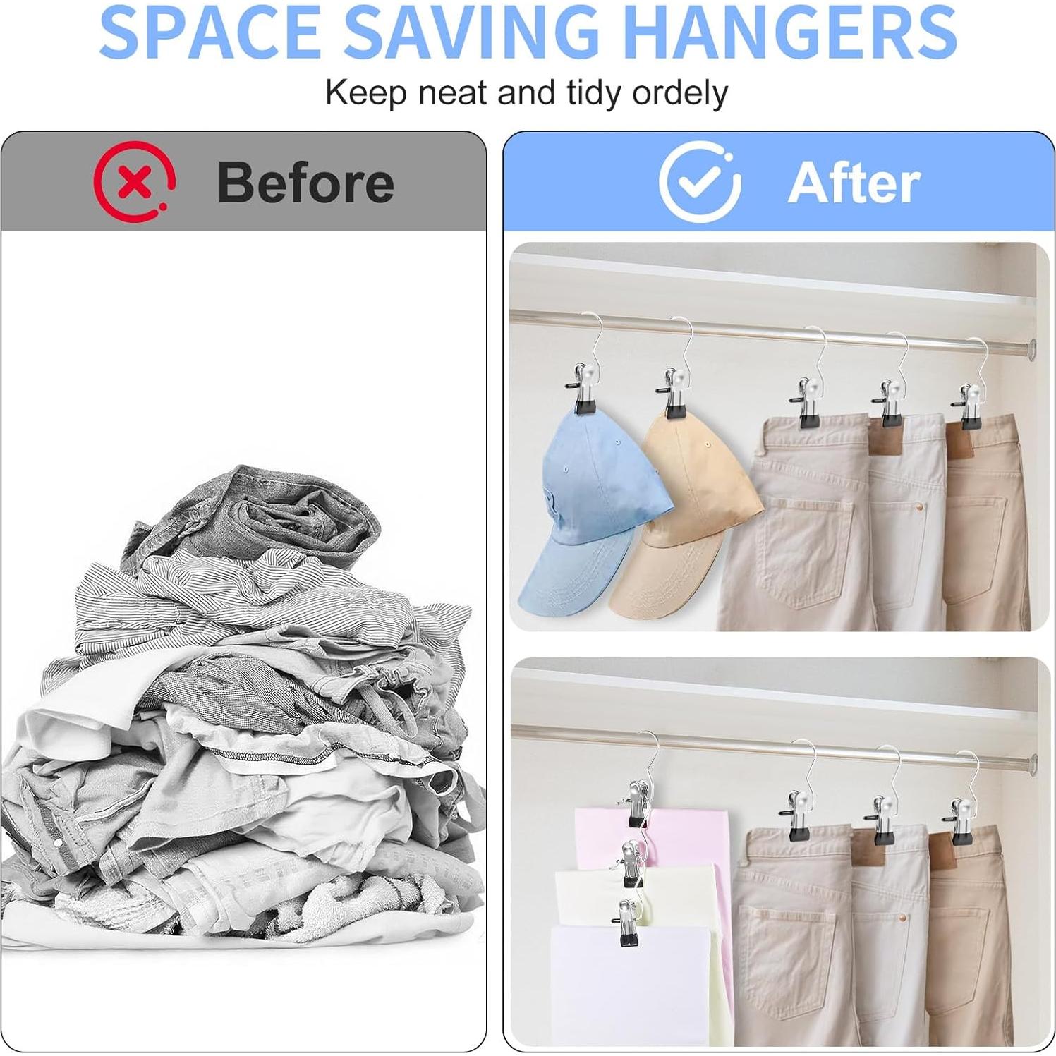 Pinzas de Ropa Senbowe 30 Piezas Acero Inoxidable Negro