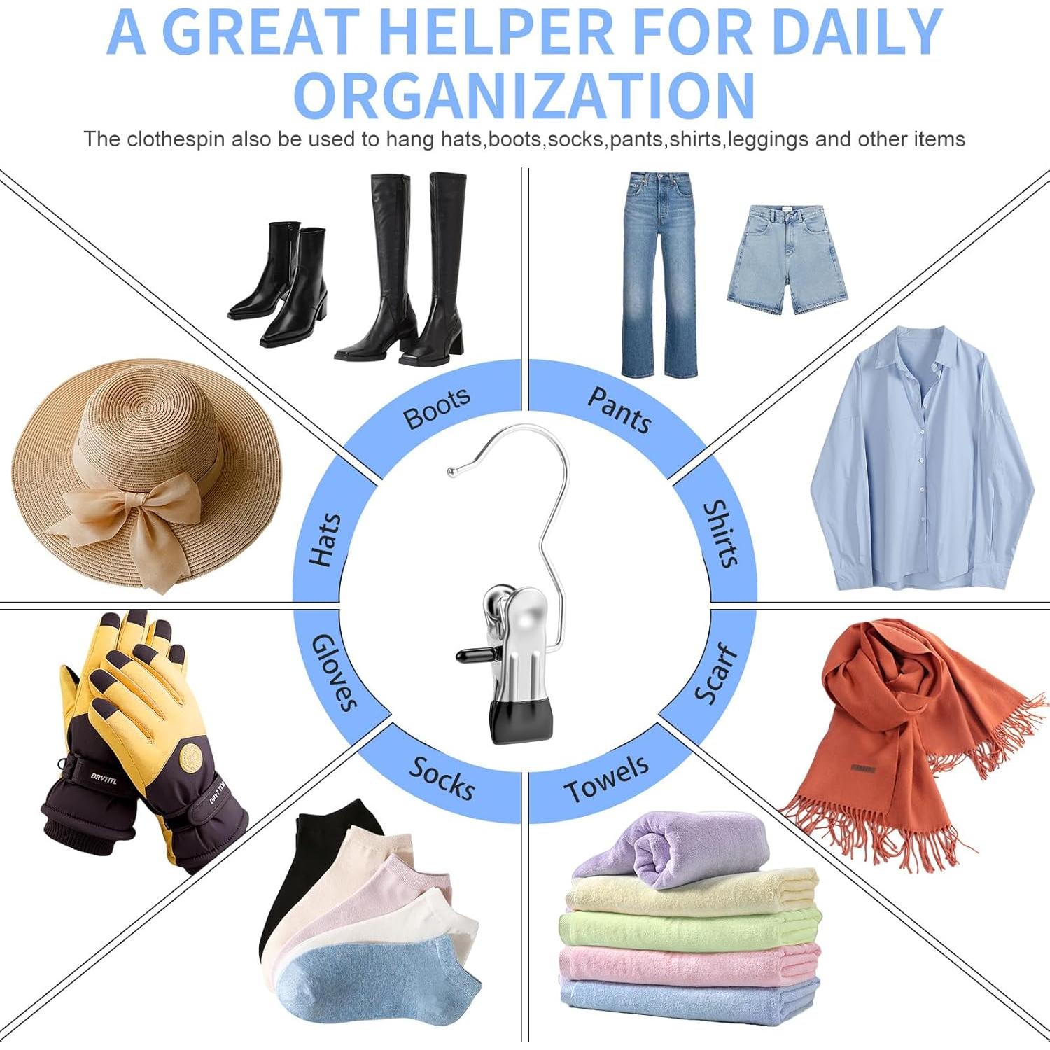 Pinzas de Ropa Senbowe 30 Piezas Acero Inoxidable Negro