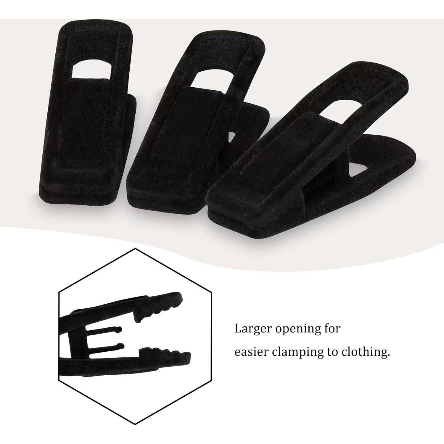 Pinzas de Terciopelo Tinfol 24 Piezas Negras para Ropa