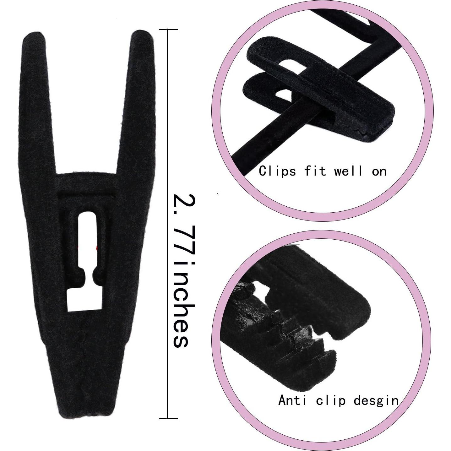 Pinzas de Terciopelo Tinfol 24 Piezas Negras para Ropa