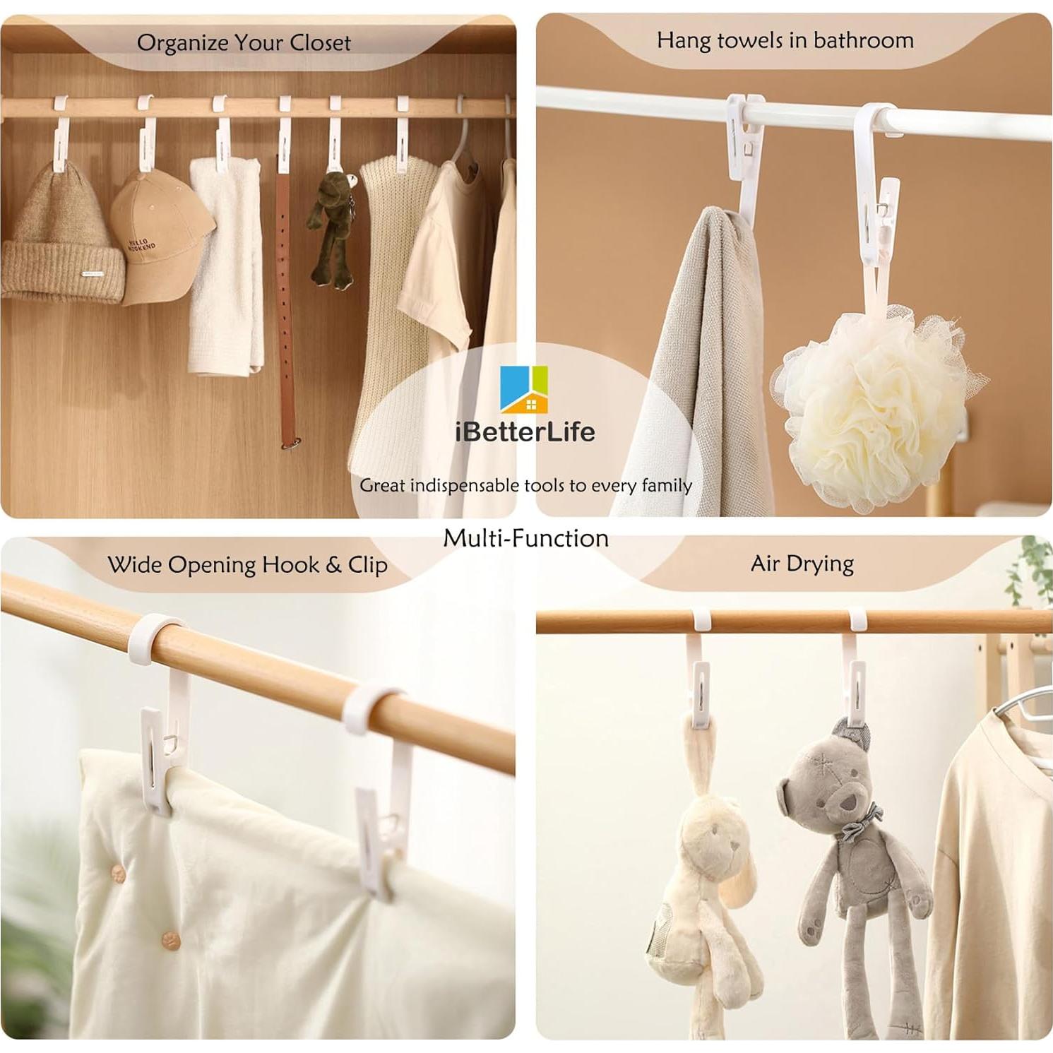 Ganchos Colgantes iBetterLife 4Pcs Clips Ropa Alta Resistencia