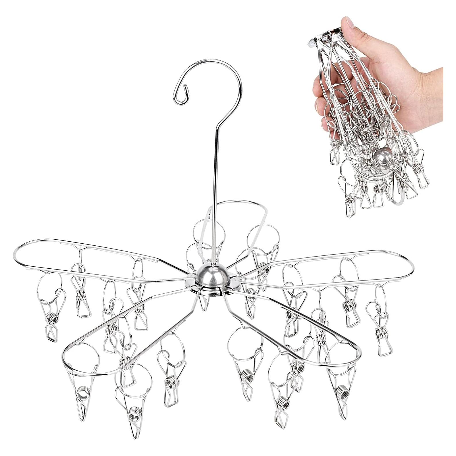 Perchero Plegable Estoder de Acero Inoxidable con 20 Clips