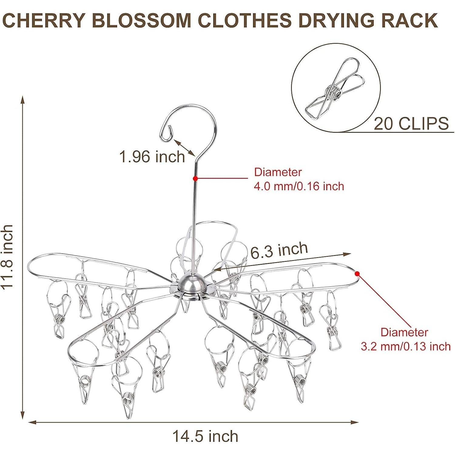 Perchero Plegable Estoder de Acero Inoxidable con 20 Clips