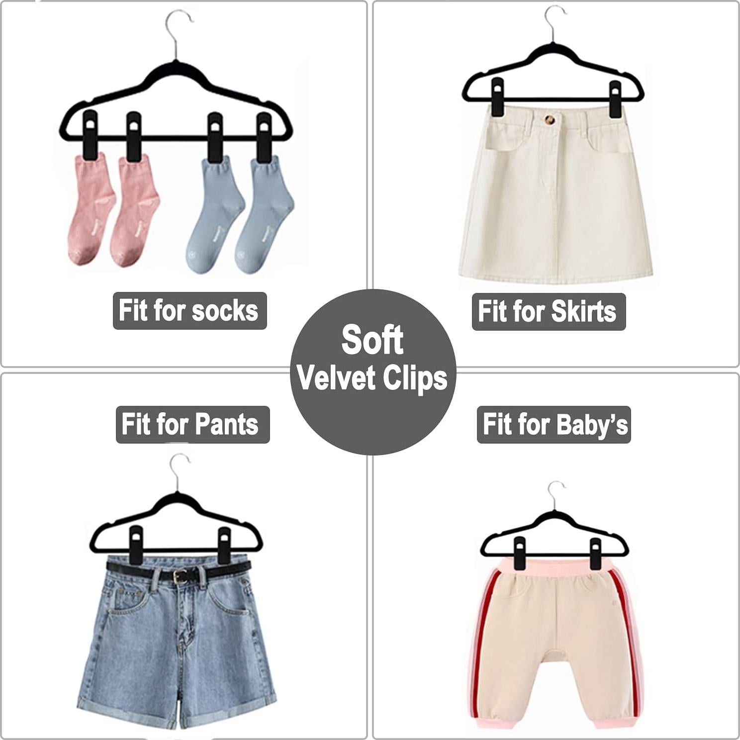 Ganchos de Terciopelo Negro TOFIIGREM 40 Piezas Clips Antideslizantes