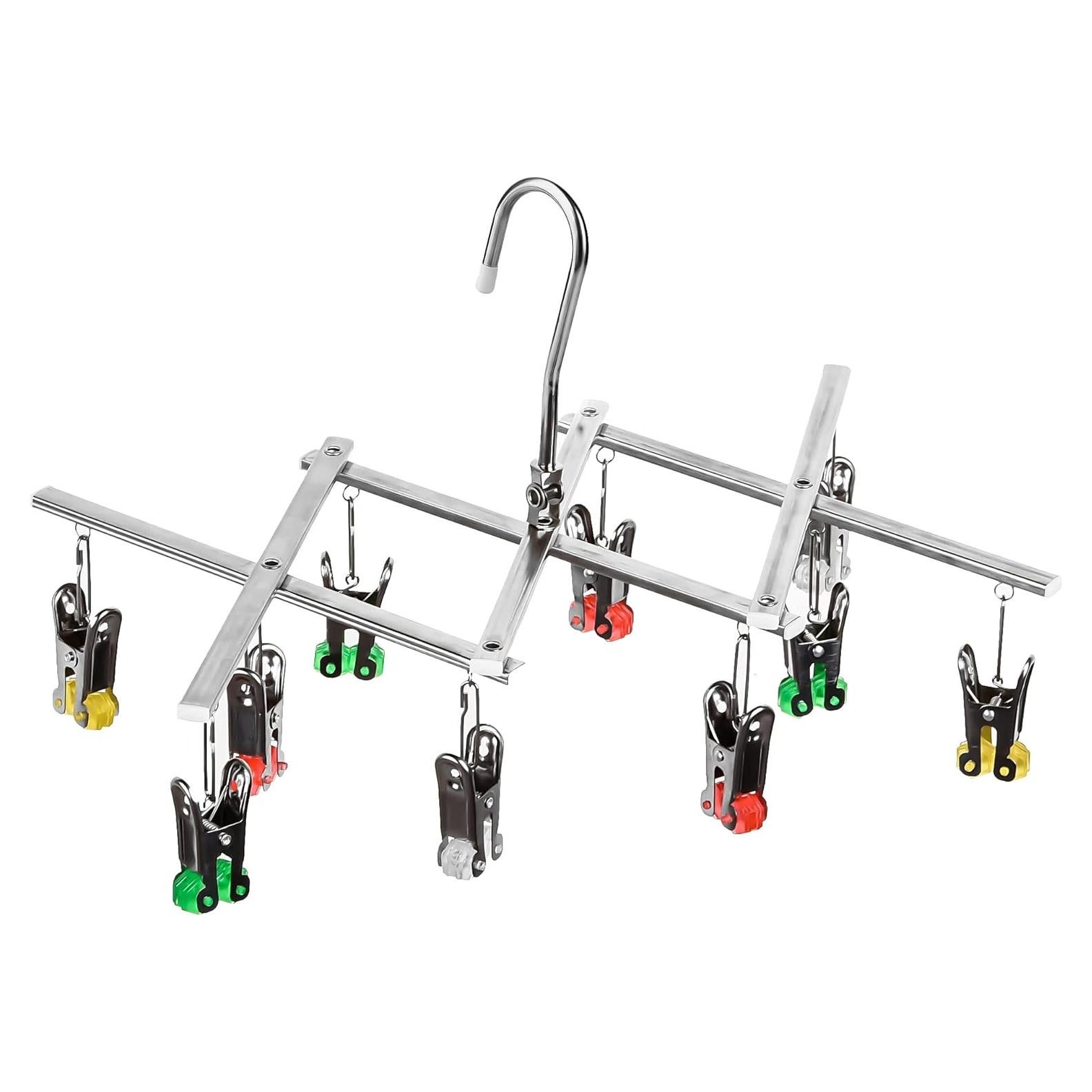 Perchero de Secado Plegable JSFPMC de Acero Inoxidable 10 Ganchos