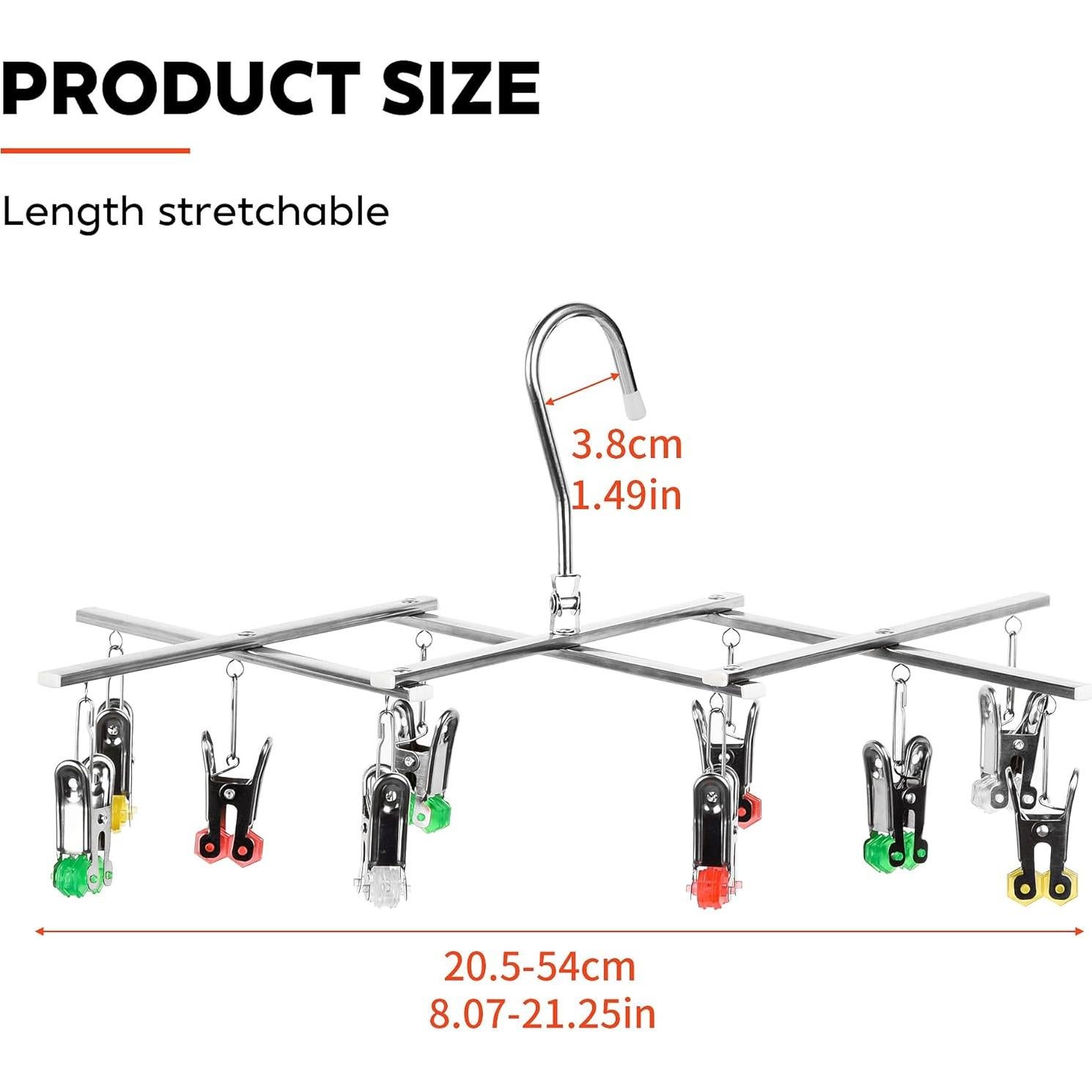 Perchero de Secado Plegable JSFPMC de Acero Inoxidable 10 Ganchos