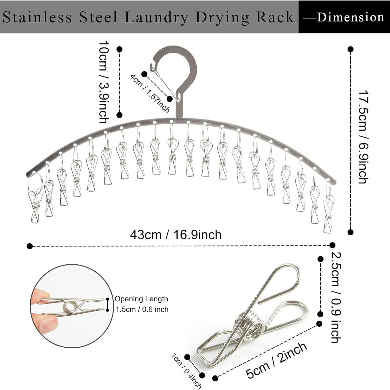 Percheros de Secado de Ropa JDYOOMI Acero Inoxidable 2 Piezas