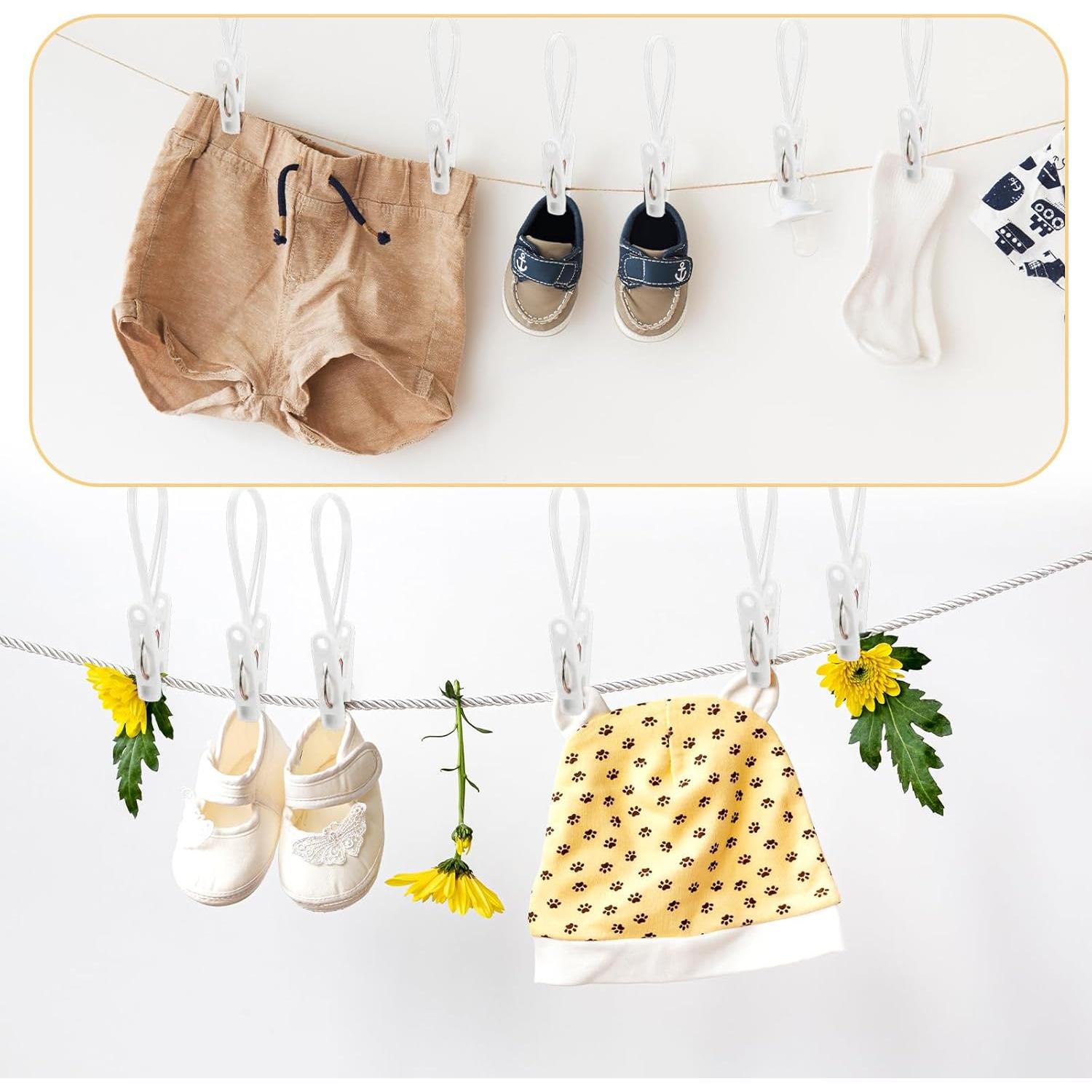 Paquete de 120 Clips de Ropa Multiusos Limbeuuu Blanco