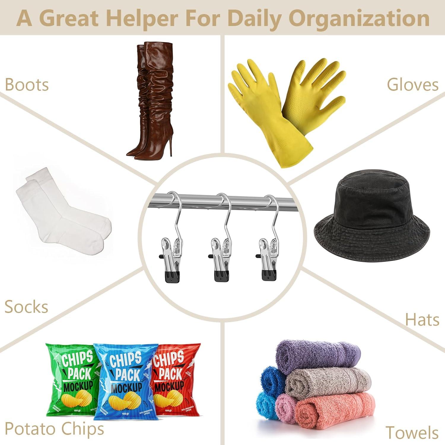 Perchas para Pantalones con Clips Organizador 12 Clips + 3 Ganchos