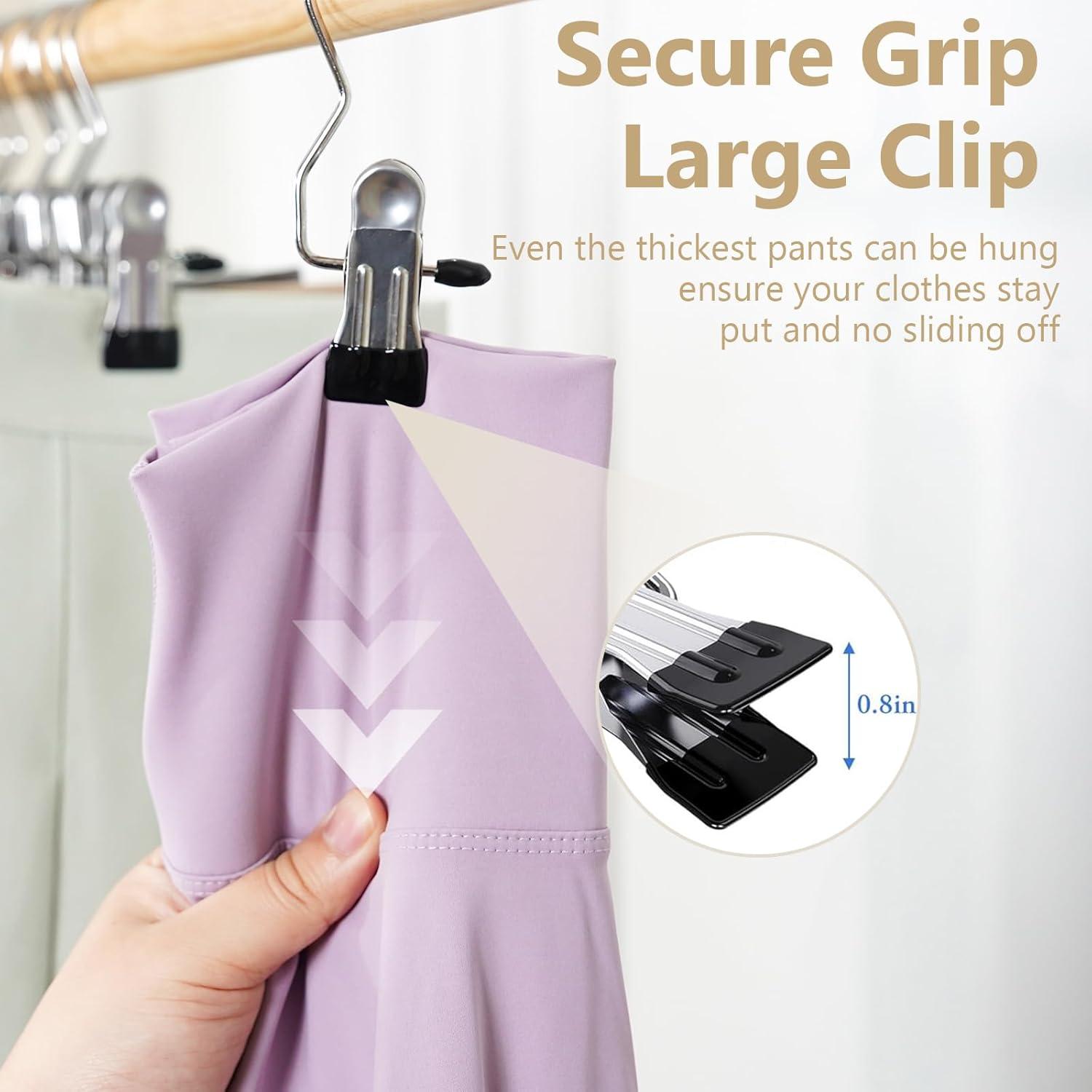 Perchas para Pantalones con Clips Organizador 12 Clips + 3 Ganchos