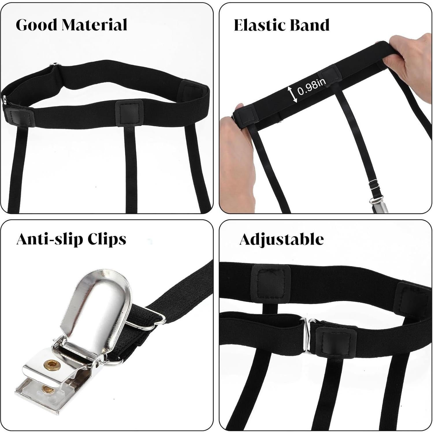 Cinturón de liga ajustable Telooco negro para mujeres 38x2.5cm