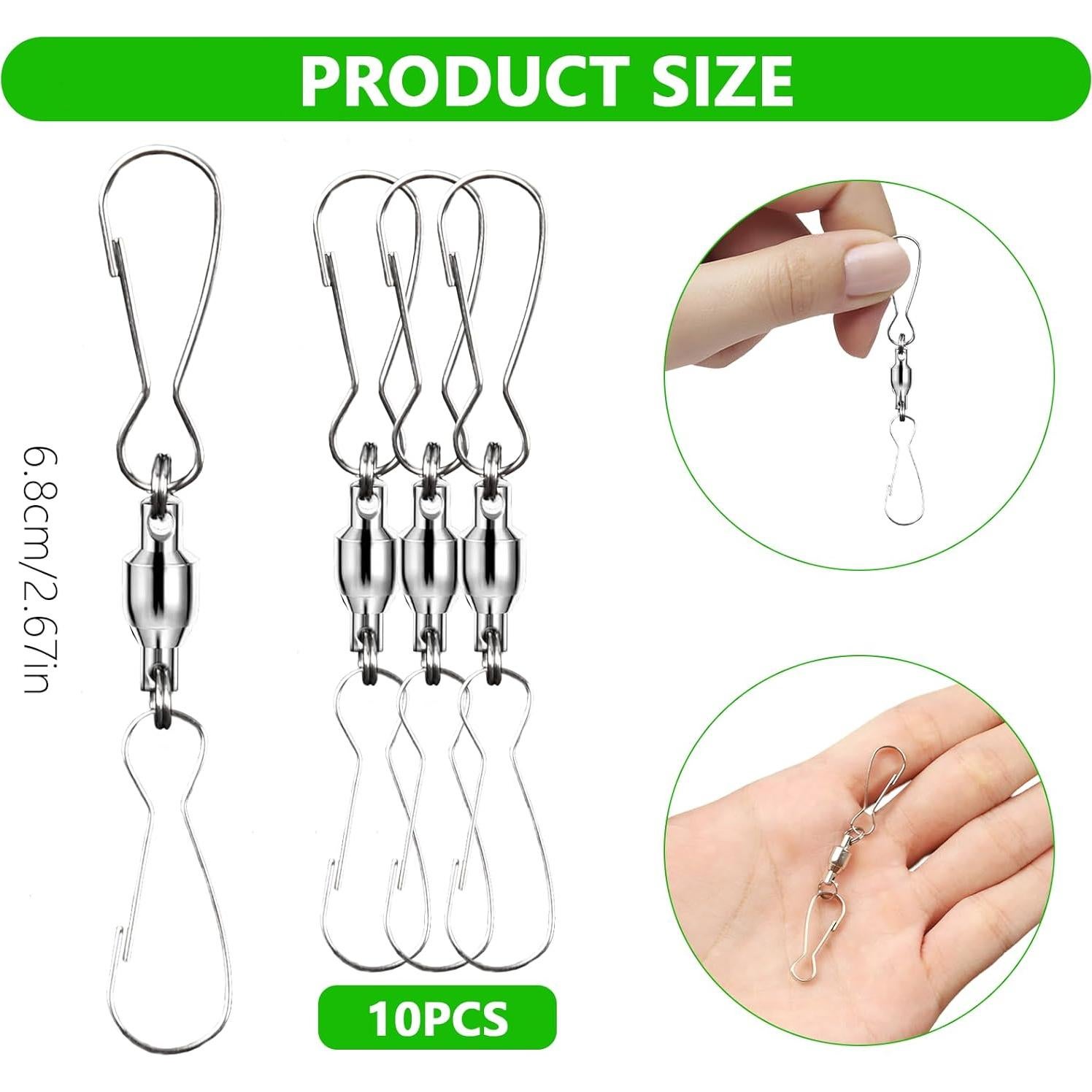 10 Ganchos Giratorios de Acero Inoxidable para Decoración