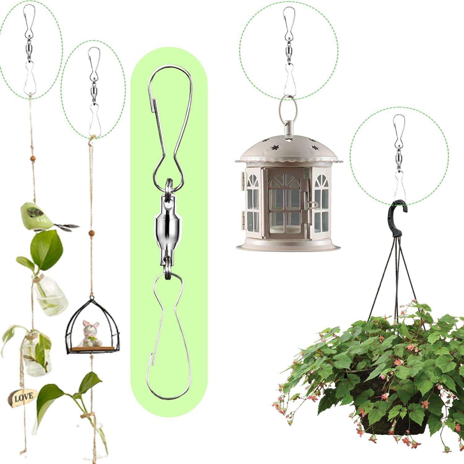 10 Ganchos Giratorios de Acero Inoxidable para Decoración