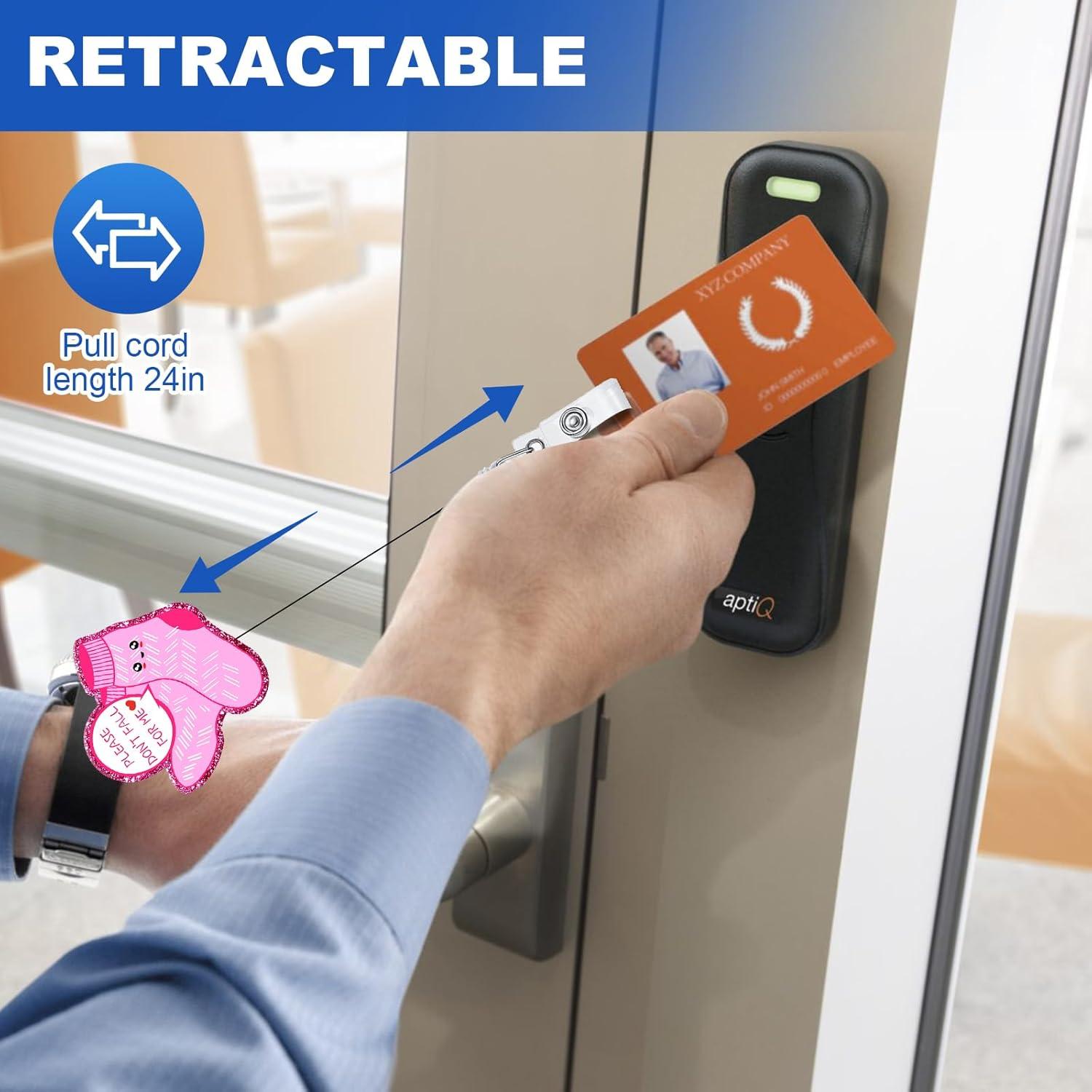 Insignia Retráctil Bclelct con Clip Cocodrilo Rosada 60 cm