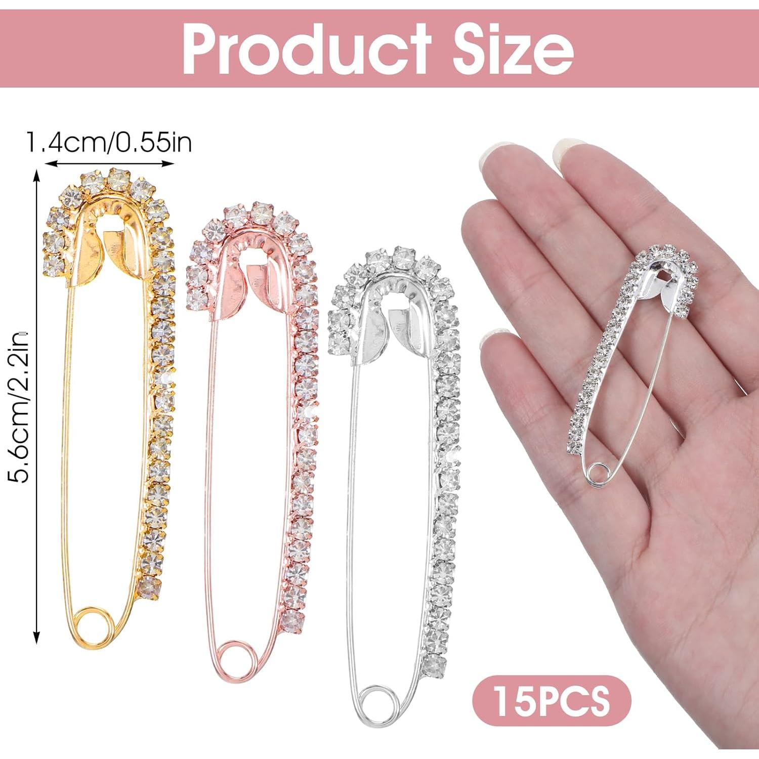 Alfileres de Seguridad con Strass WJIAAA - 15 Pcs Brillantes
