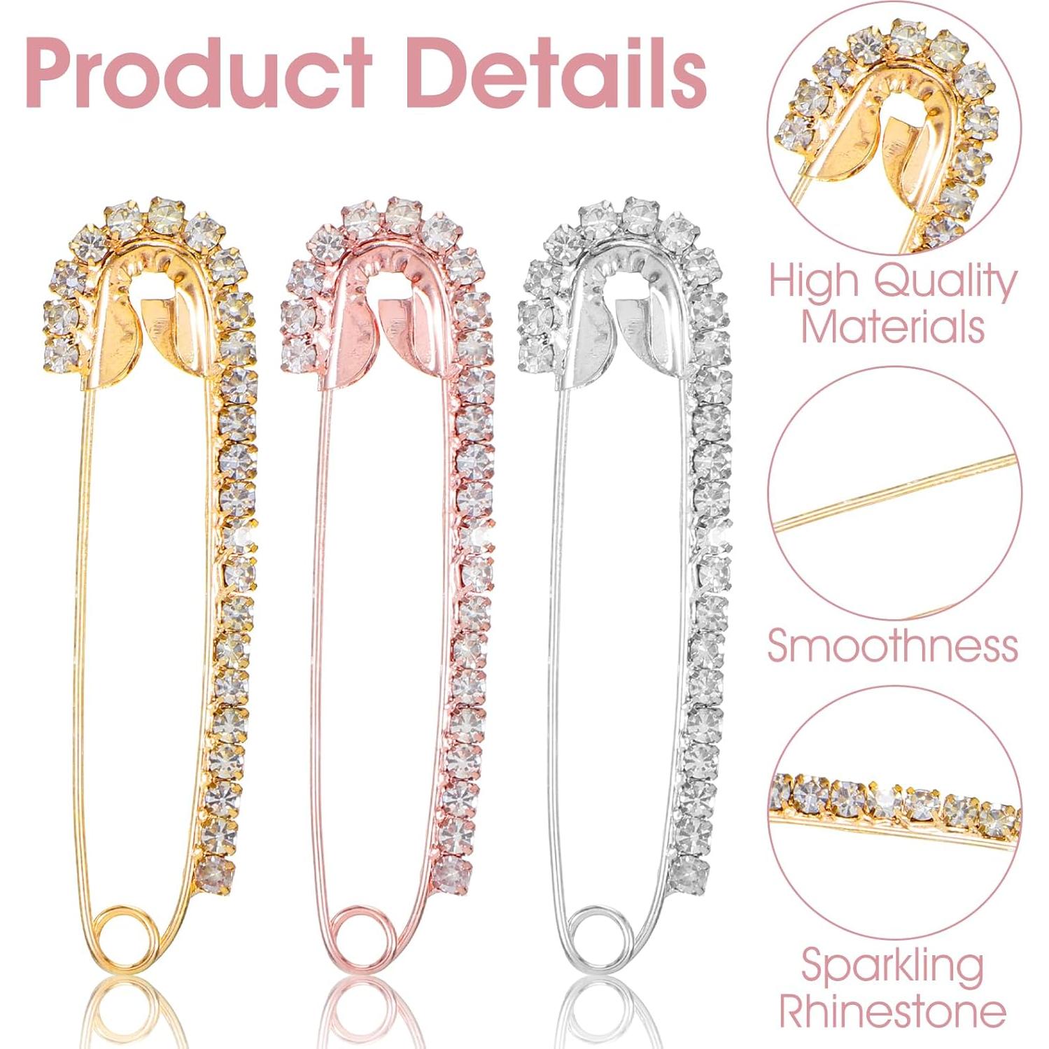 Alfileres de Seguridad con Strass WJIAAA - 15 Pcs Brillantes