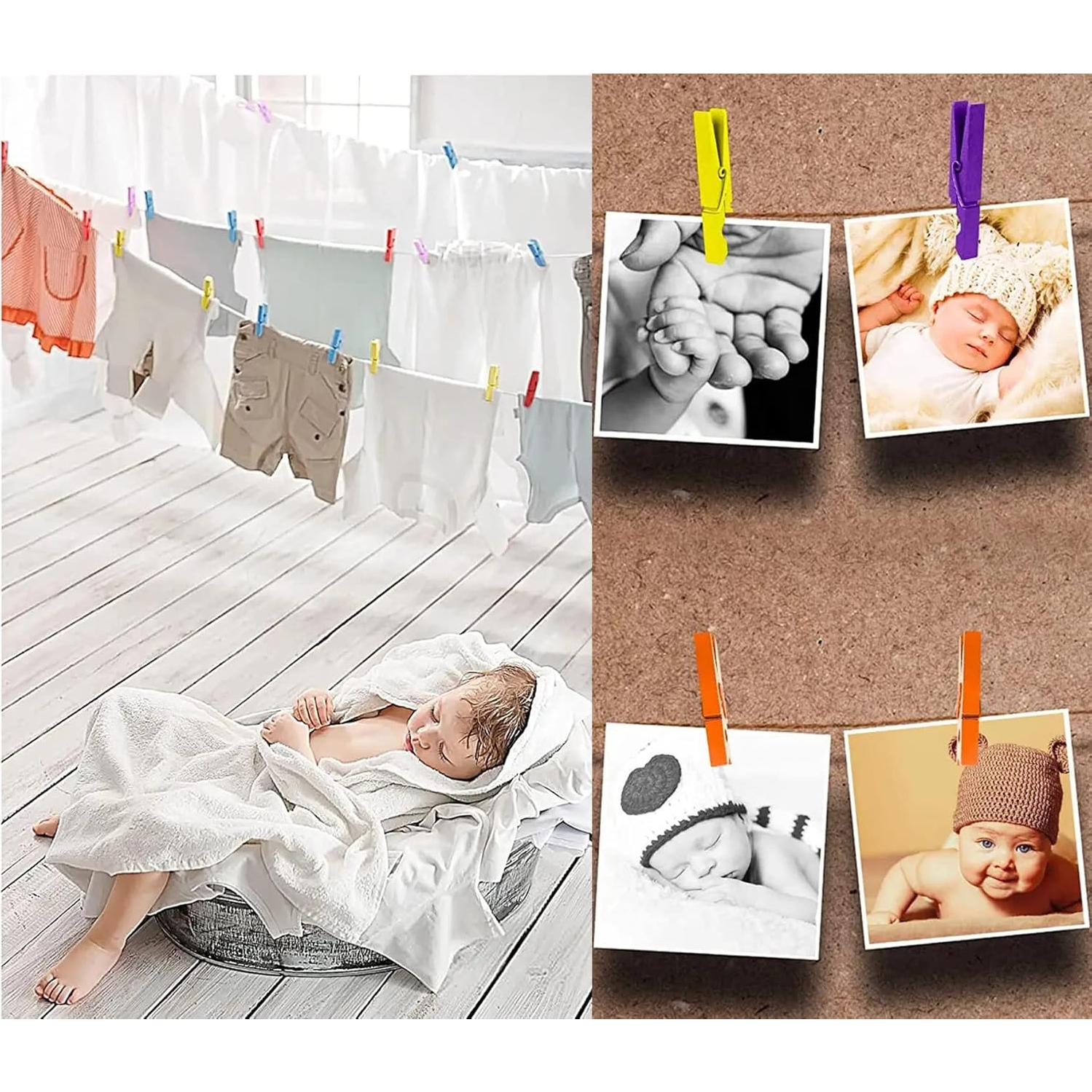 Pinzas de Madera Rojas DurReus 50 Piezas 4.8cm con Cuerda