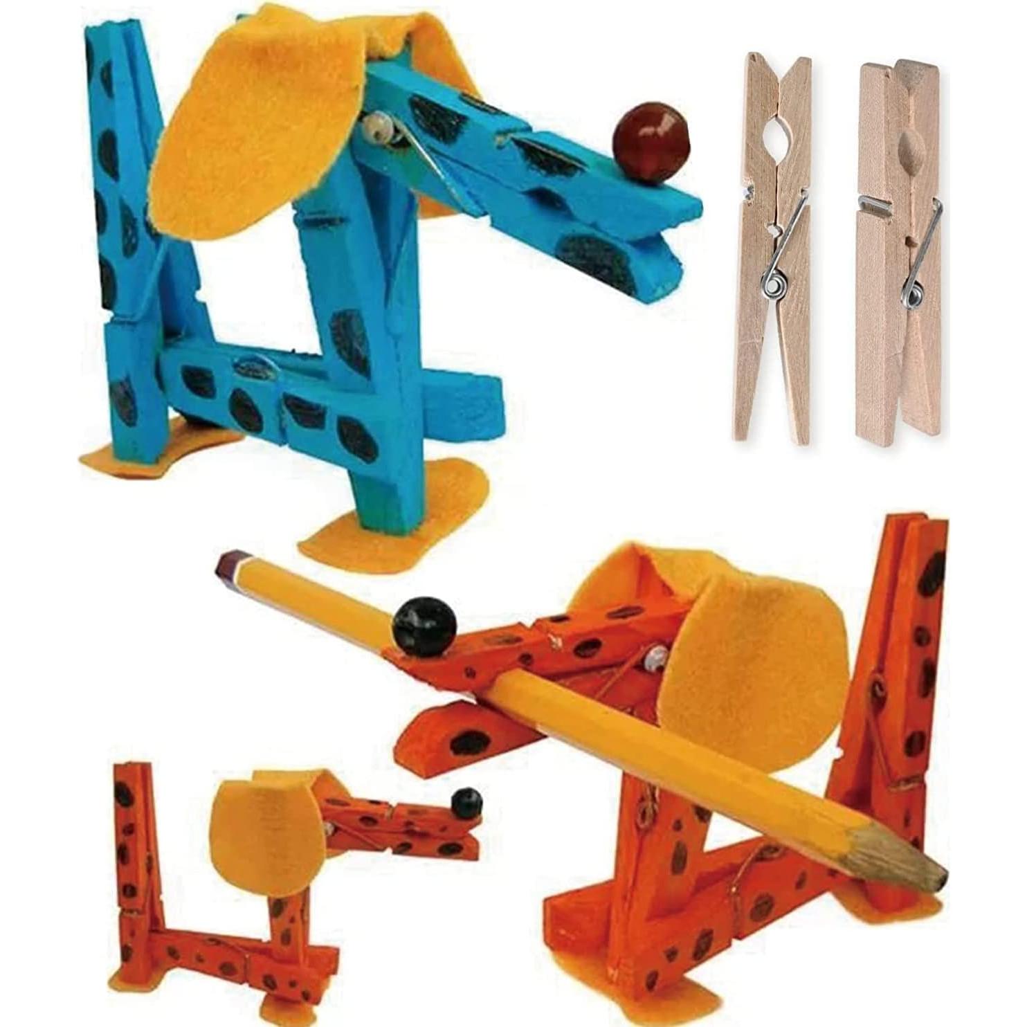 Pinzas de Madera Rojas DurReus 50 Piezas 4.8cm con Cuerda