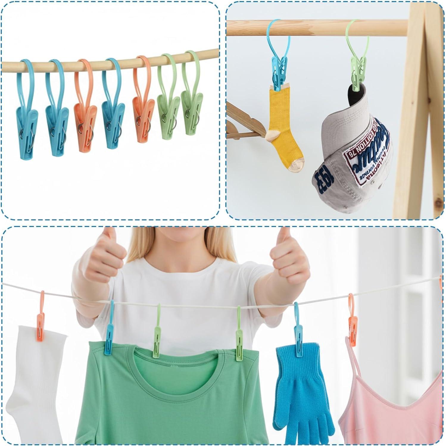 Paquete de 24 Pinzas de Plástico Ajcotahm para Ropa Multicolor