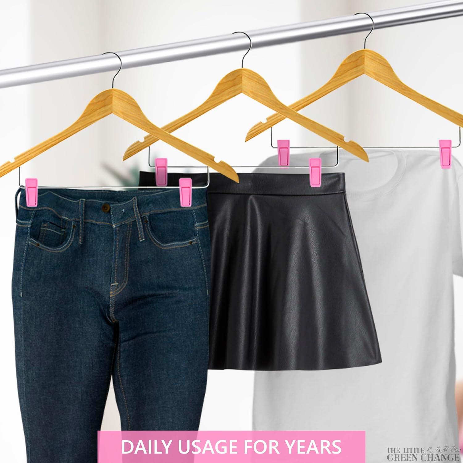 40 Clips para Perchas de Ropa Bebé The Little Green Change Rosa