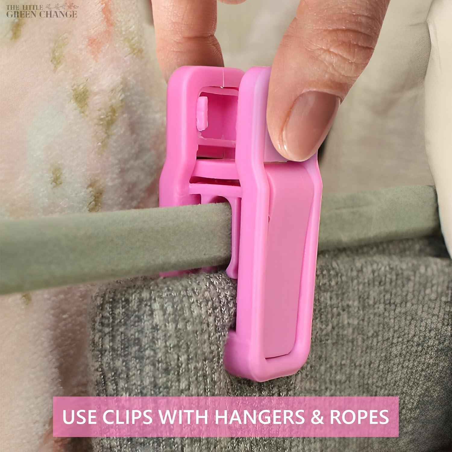40 Clips para Perchas de Ropa Bebé The Little Green Change Rosa