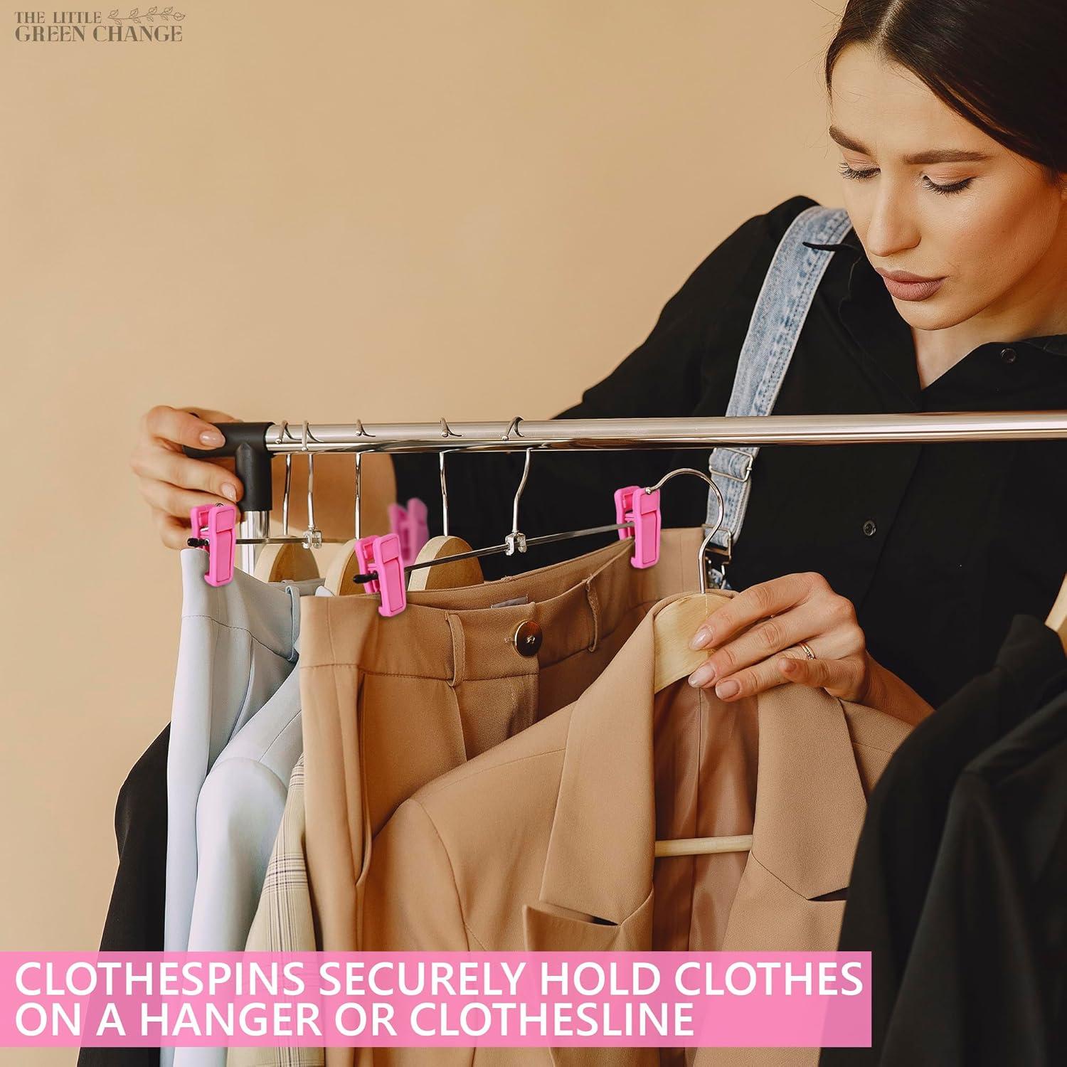 40 Clips para Perchas de Ropa Bebé The Little Green Change Rosa