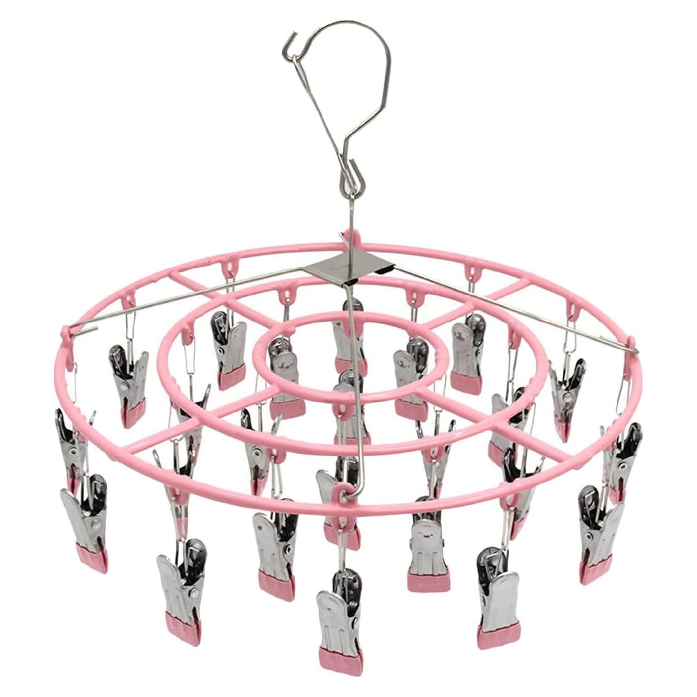 Estante Secar Ropa Acero Inoxidable Decohomeforu 24 Clips Rosa