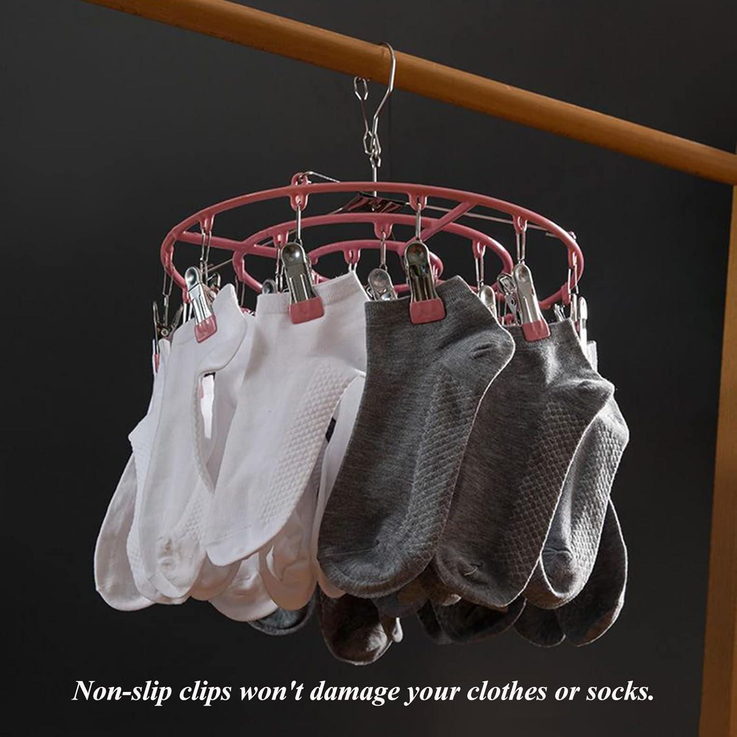 Estante Secar Ropa Acero Inoxidable Decohomeforu 24 Clips Rosa