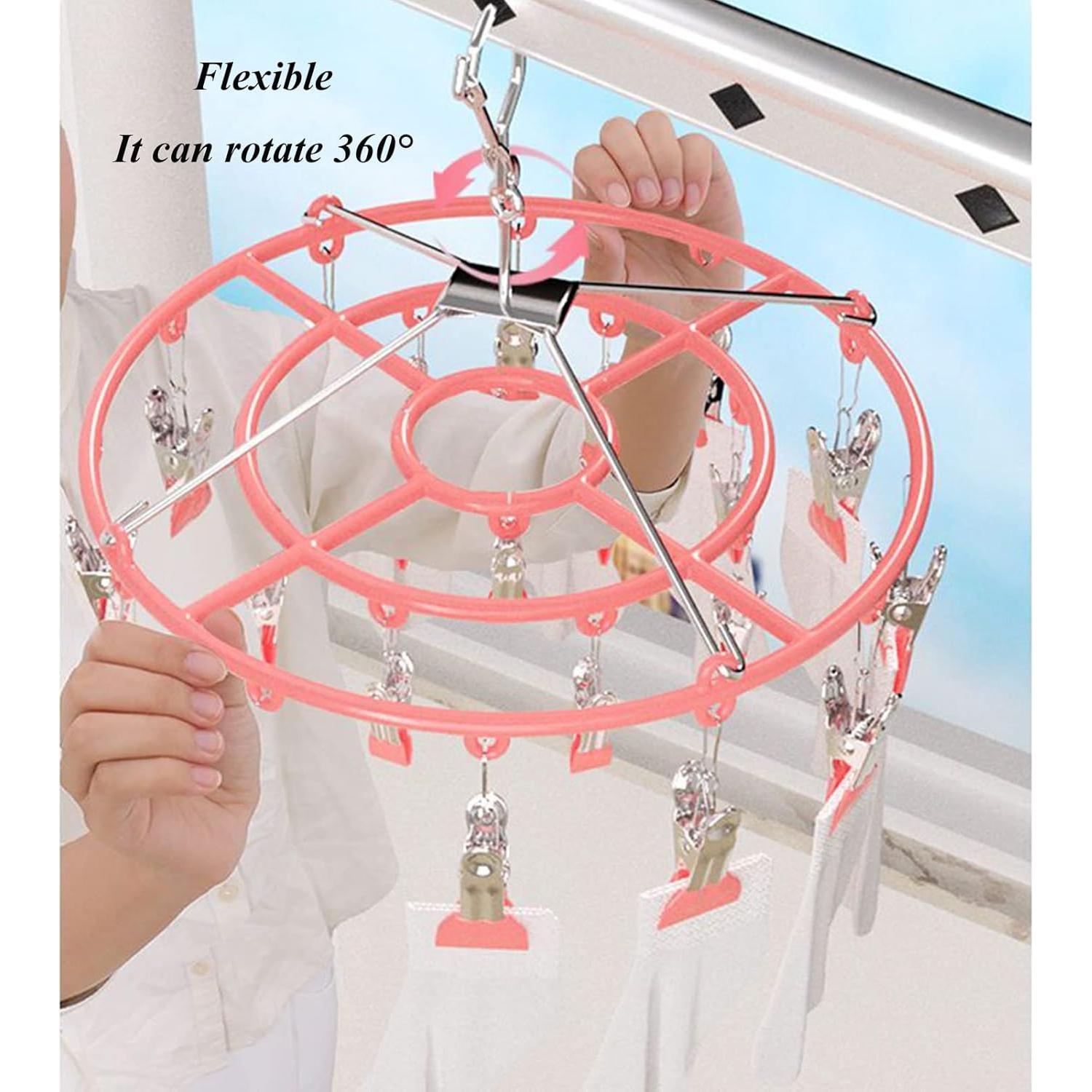 Estante Secar Ropa Acero Inoxidable Decohomeforu 24 Clips Rosa