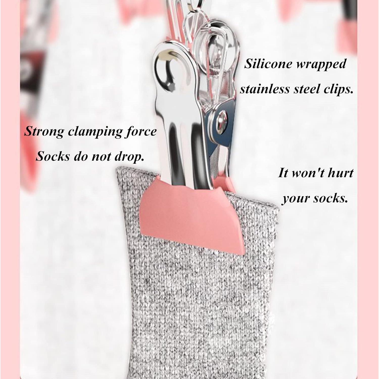 Estante Secar Ropa Acero Inoxidable Decohomeforu 24 Clips Rosa