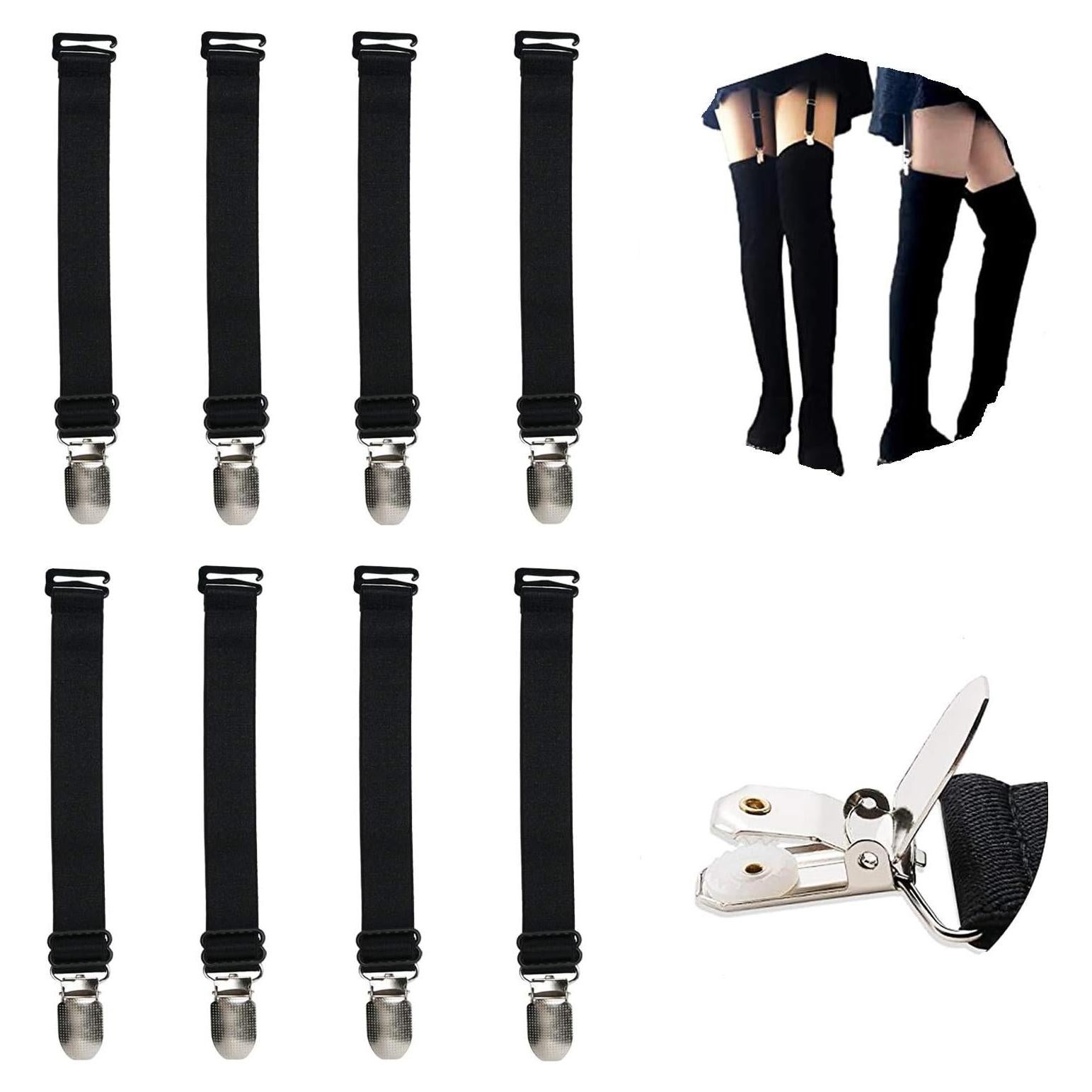 Clips de Medias Elásticas Ajustables WILLWIN - 8 Piezas Negras