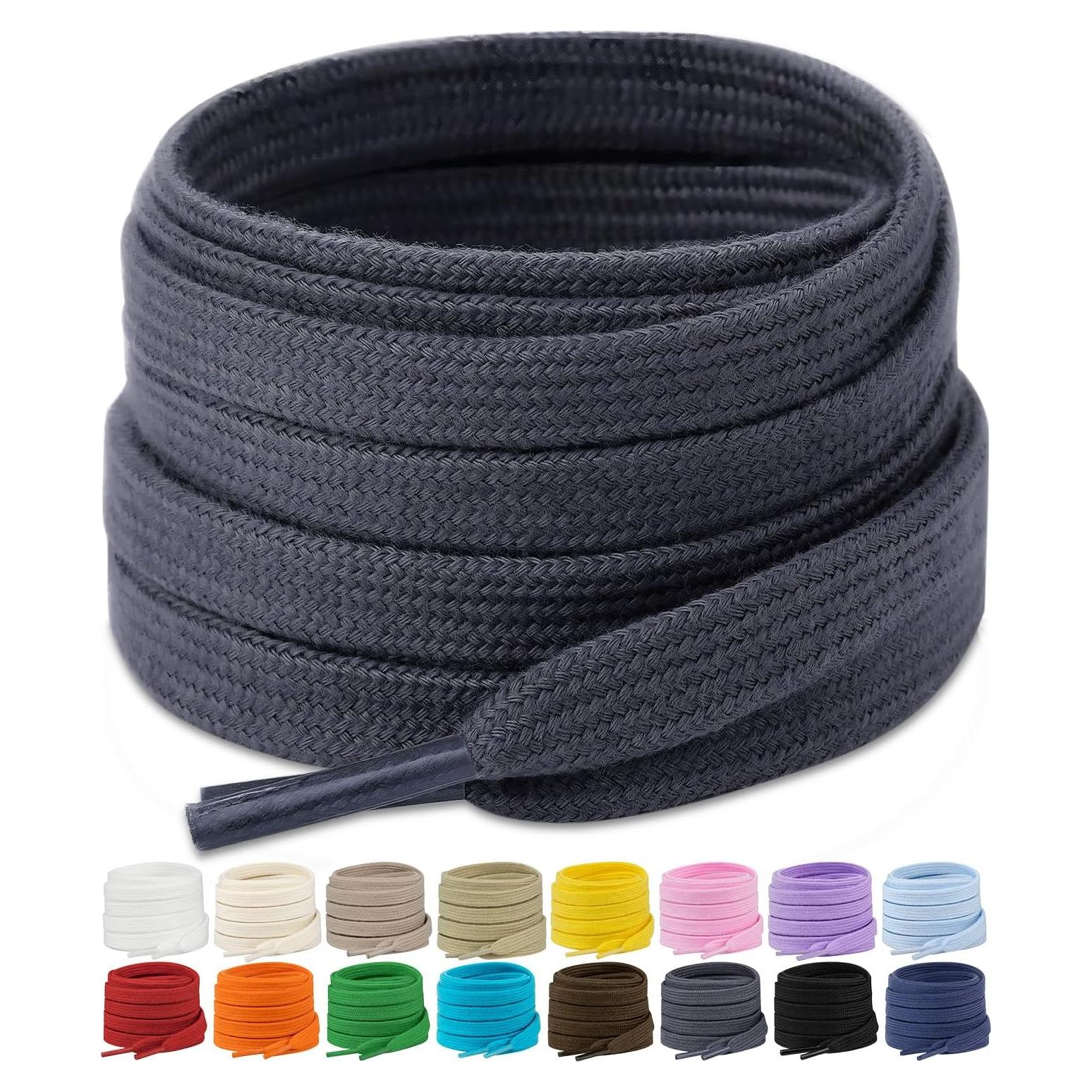 Cordones Planos Stepace 2 Pares 8mm Poliester Algodón Gris