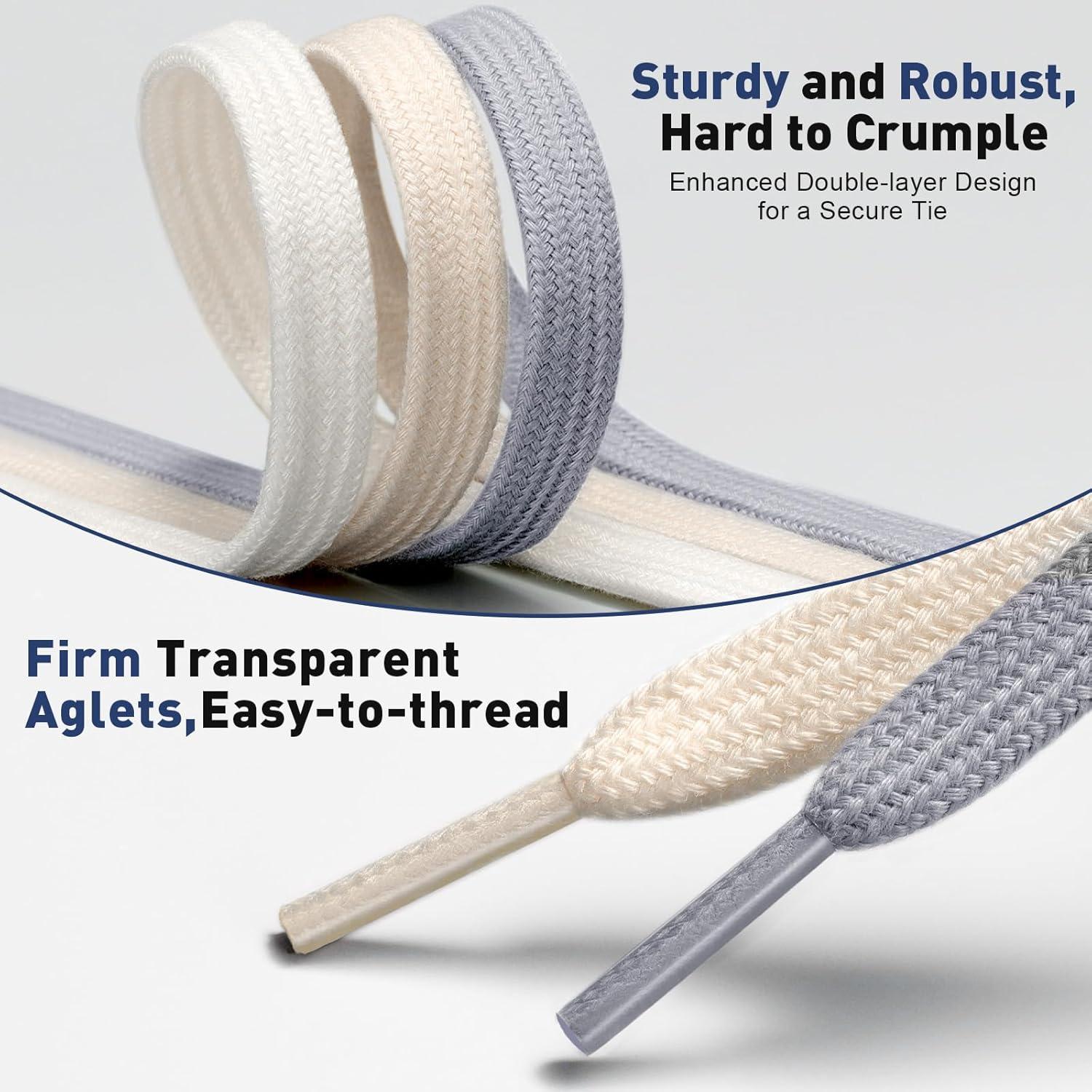 Cordones Planos Stepace 2 Pares 8mm Poliester Algodón Gris