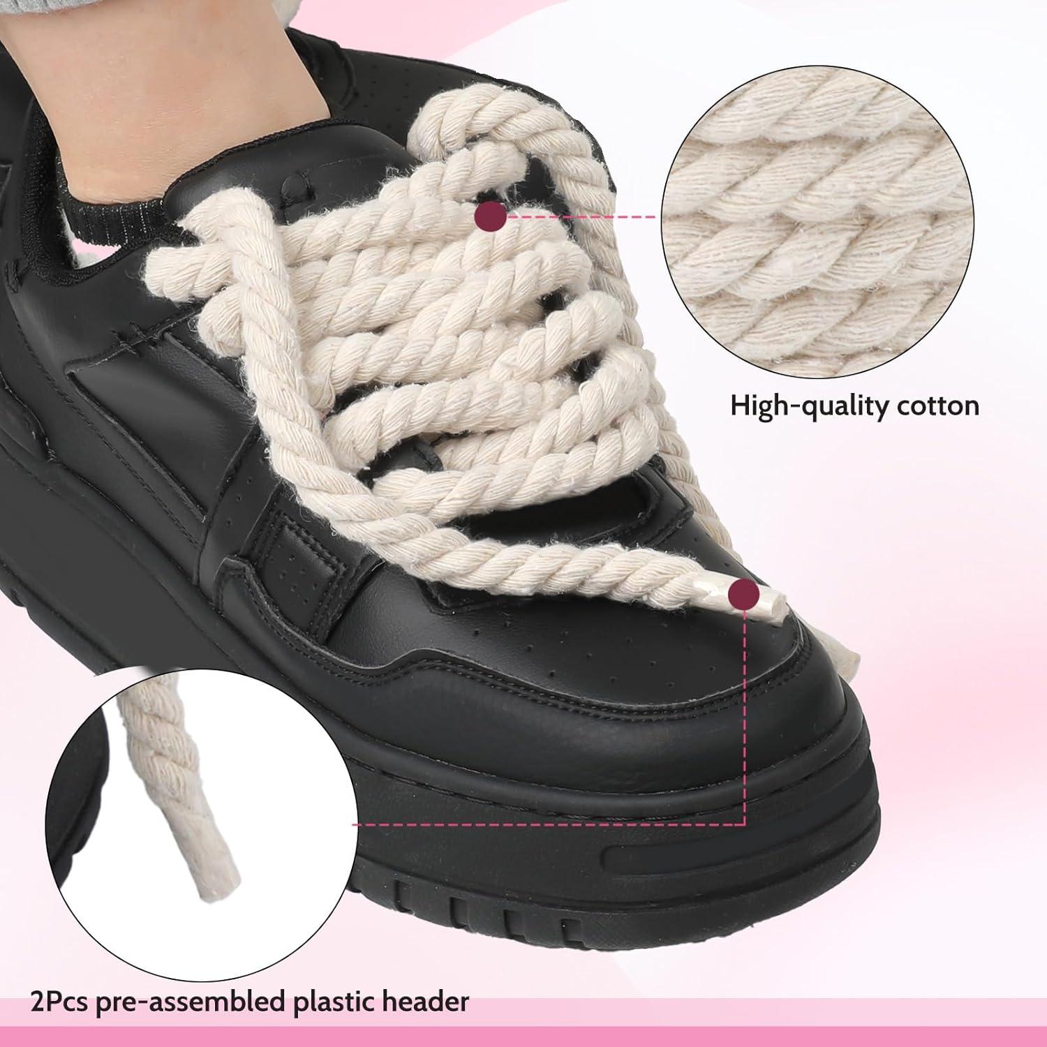 Cordones de Algodón Gruesos 150cm para A F-1 - Rosa/Leche