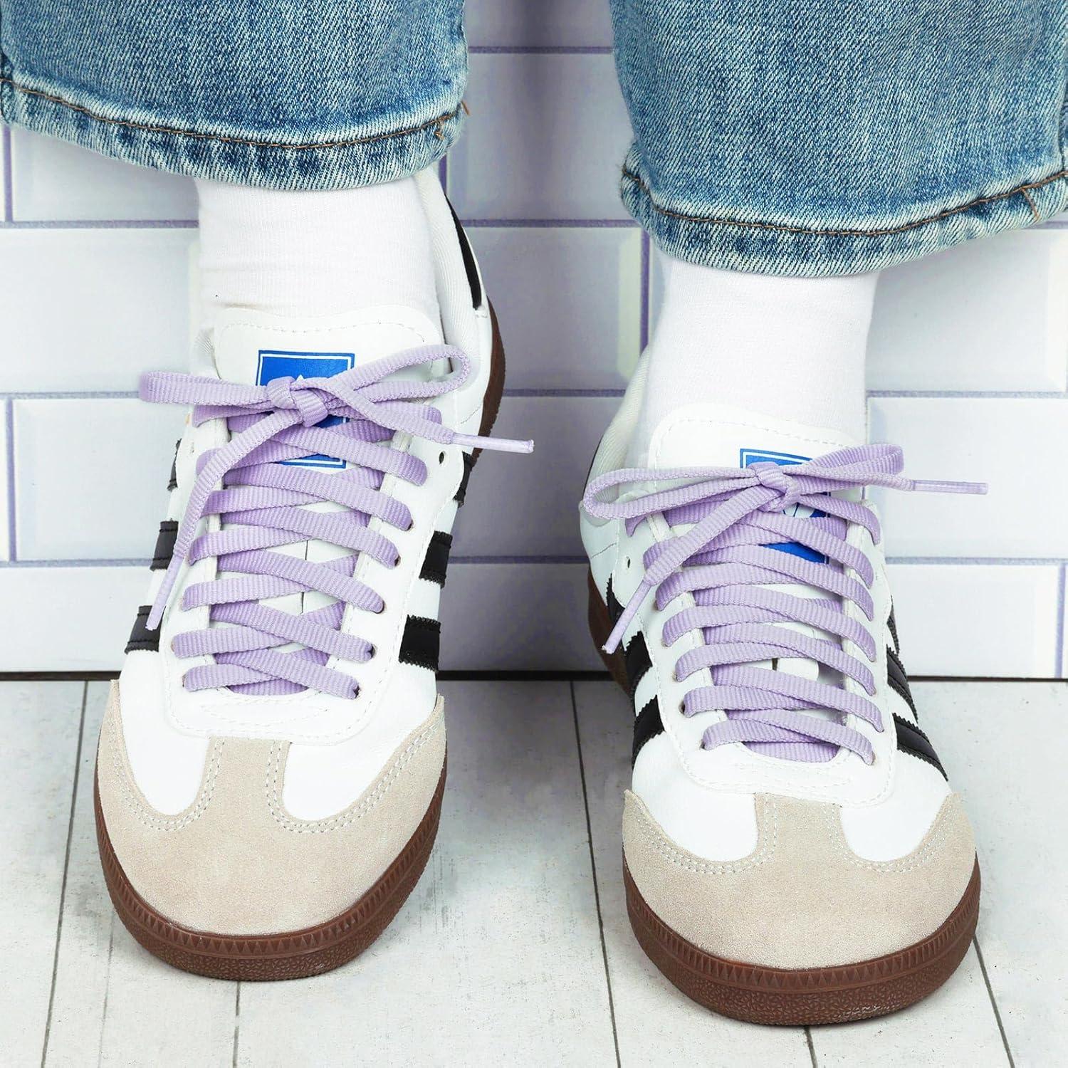 Cordones Planos Olukssck 2 Pares 110 cm Púrpura Claro 6mm