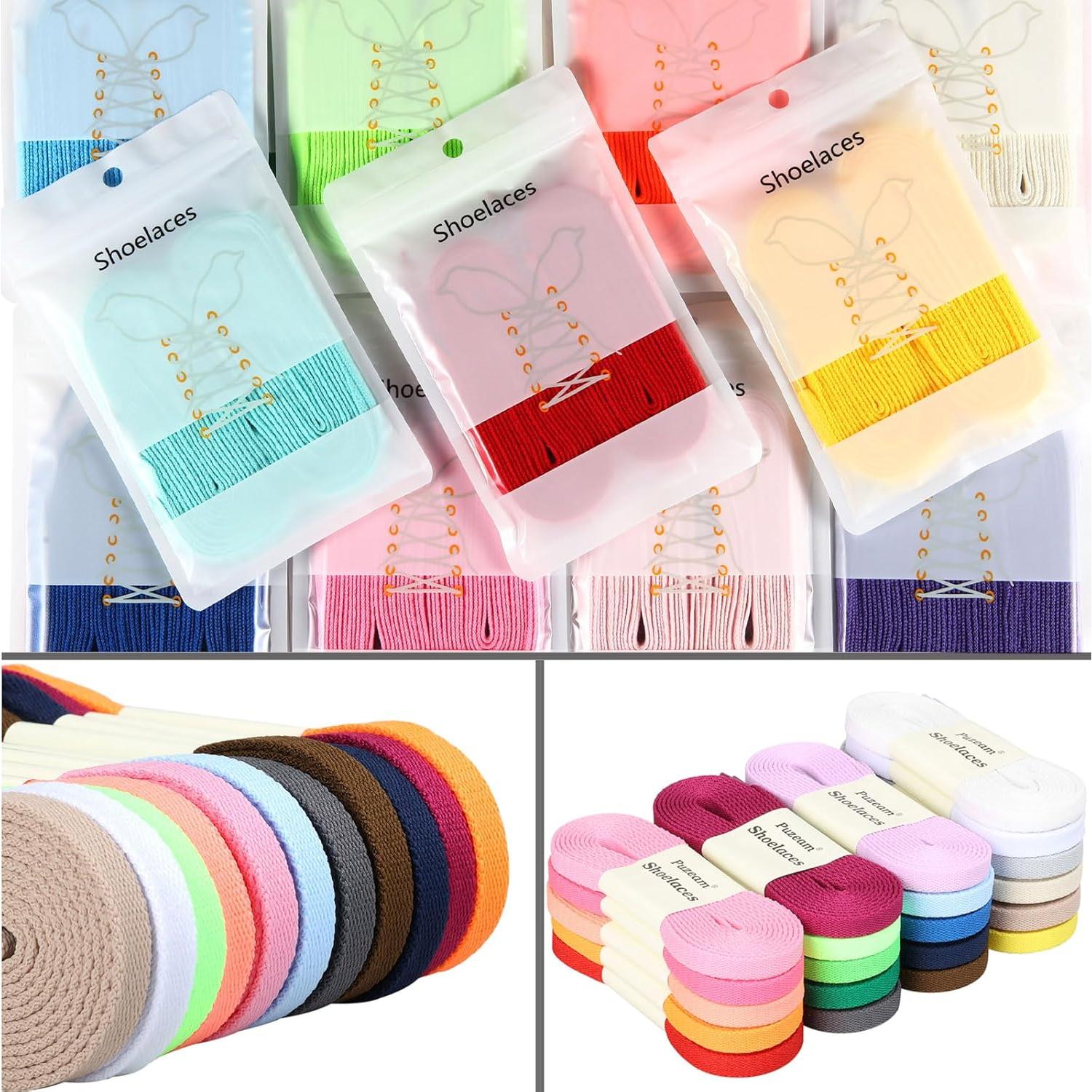 Cordones planos de poliéster Puzeam 100 cm 28 colores - 2 pares