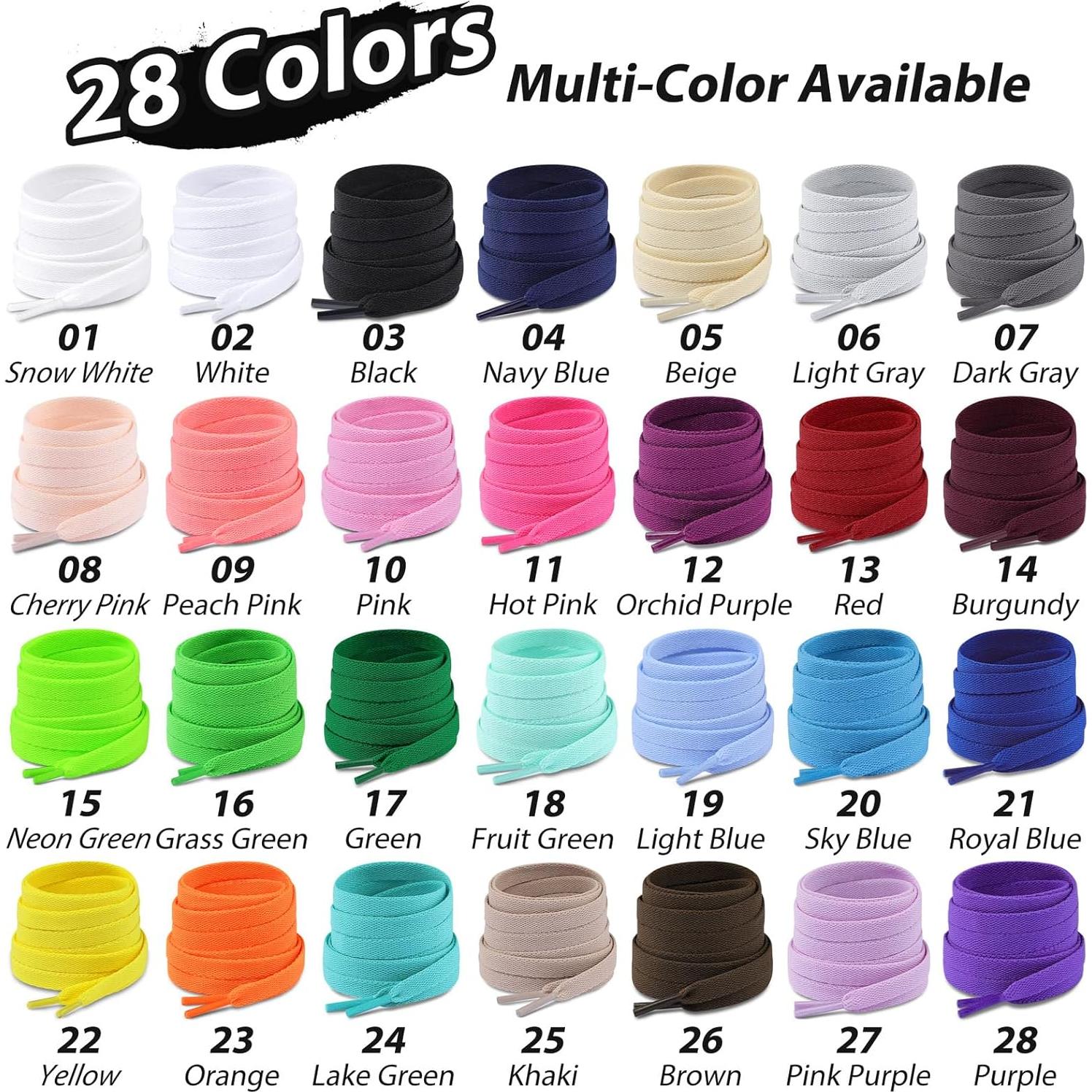 Cordones planos de poliéster Puzeam 100 cm 28 colores - 2 pares